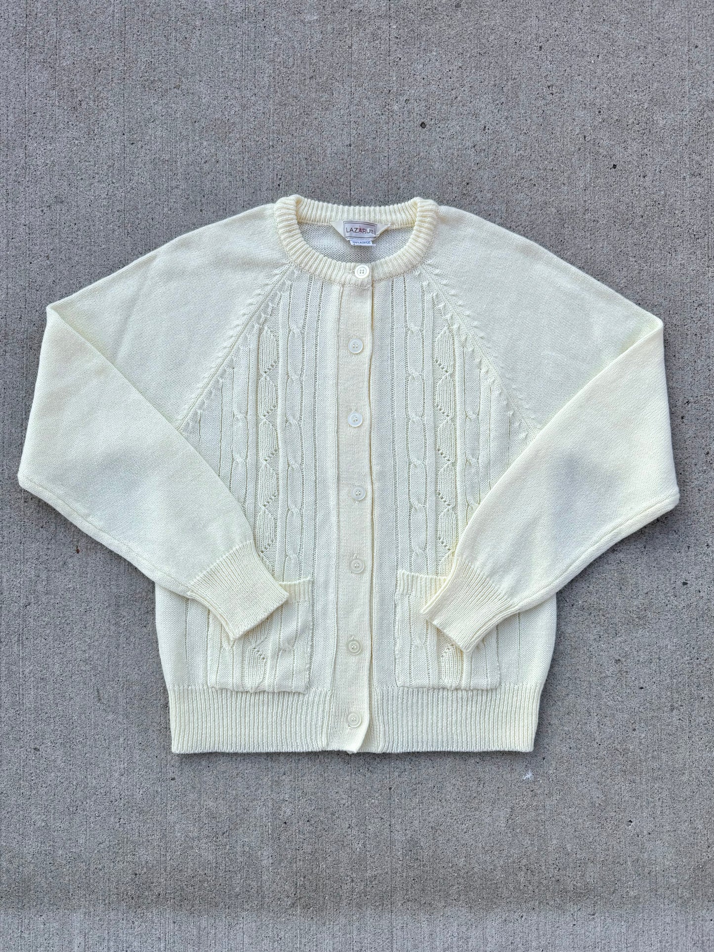 Vintage 1980s Lazarus Cream Buttoned Cardigan | Medium