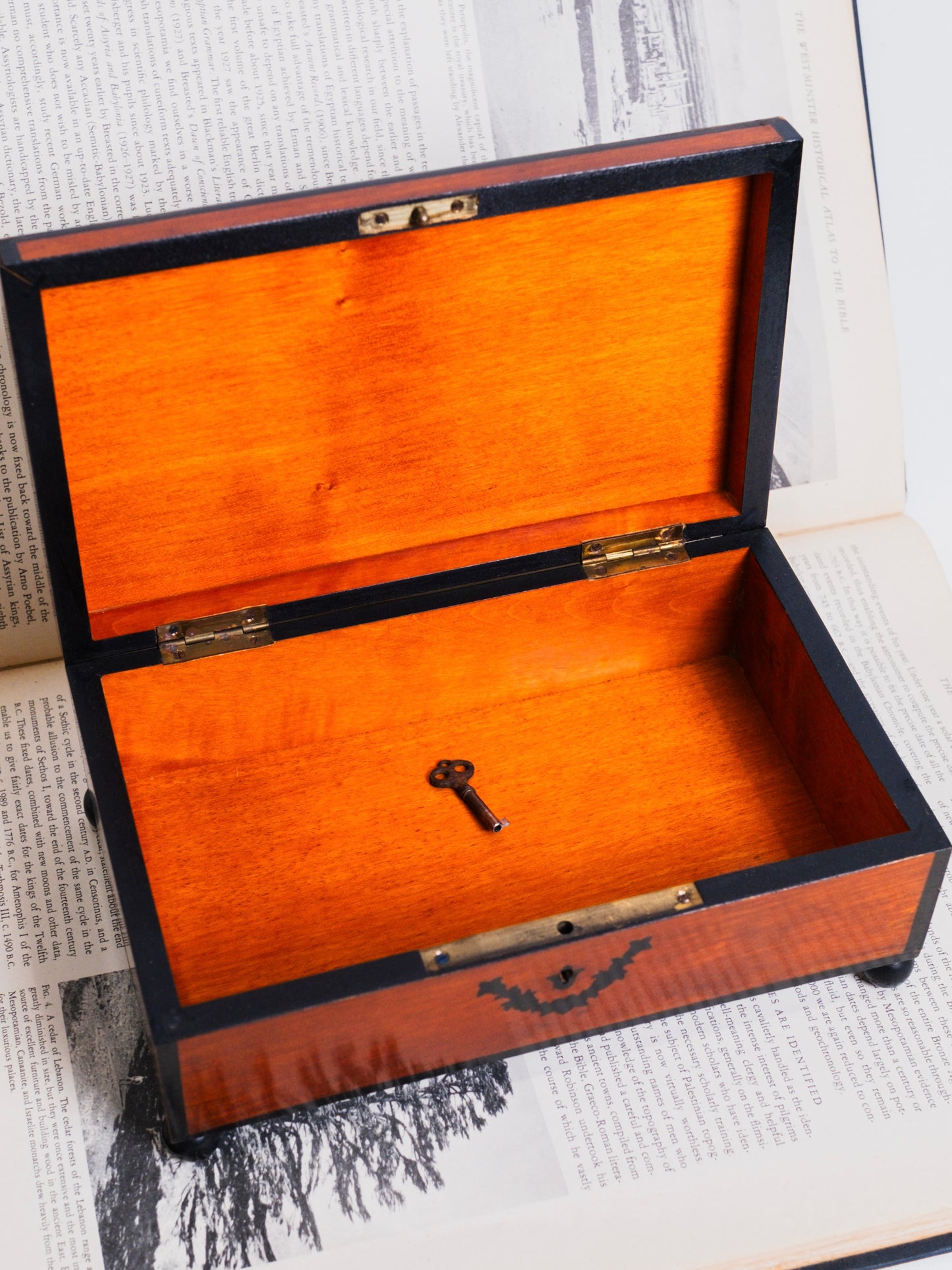 Vintage 1940s Wood Silhouette Whitman’s Chocolate Box w/ Key