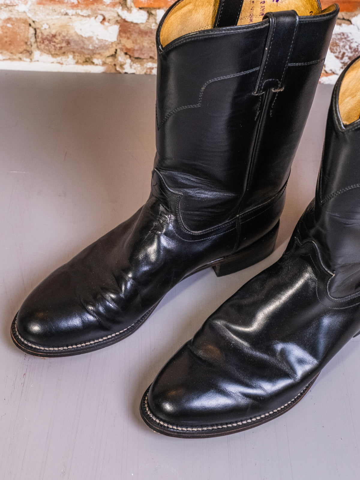 Vintage 1970s/80s Tony Lama Black Leather Western Roper Boots | Men’s 9