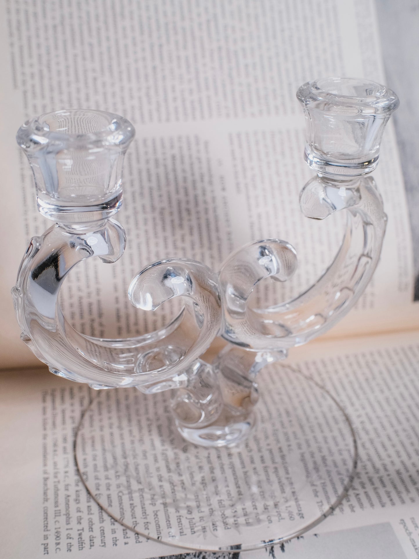 Vintage 1970s Fostoria Glass Candelabra | Set of 2