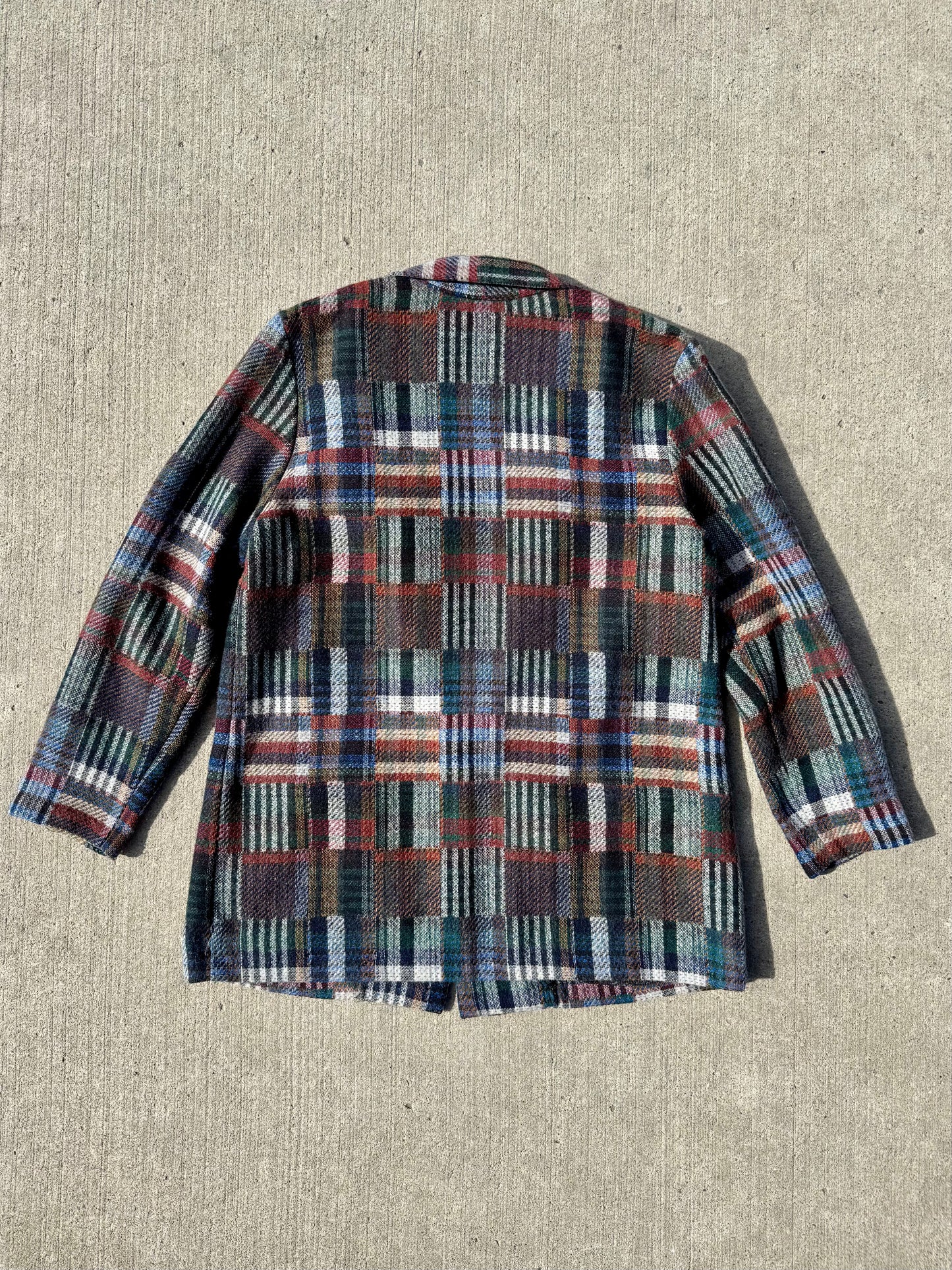 Vintage 1980s Willow Ridge Multi-Color Patchwork Plaid Wool Blazer | M/L