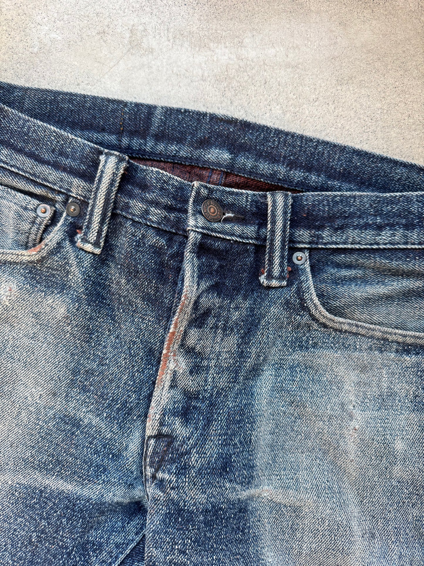 Pure Blue Okayama Denim Japanese Selvedge 18oz Kakishibu Faded Jeans | Waist 30”