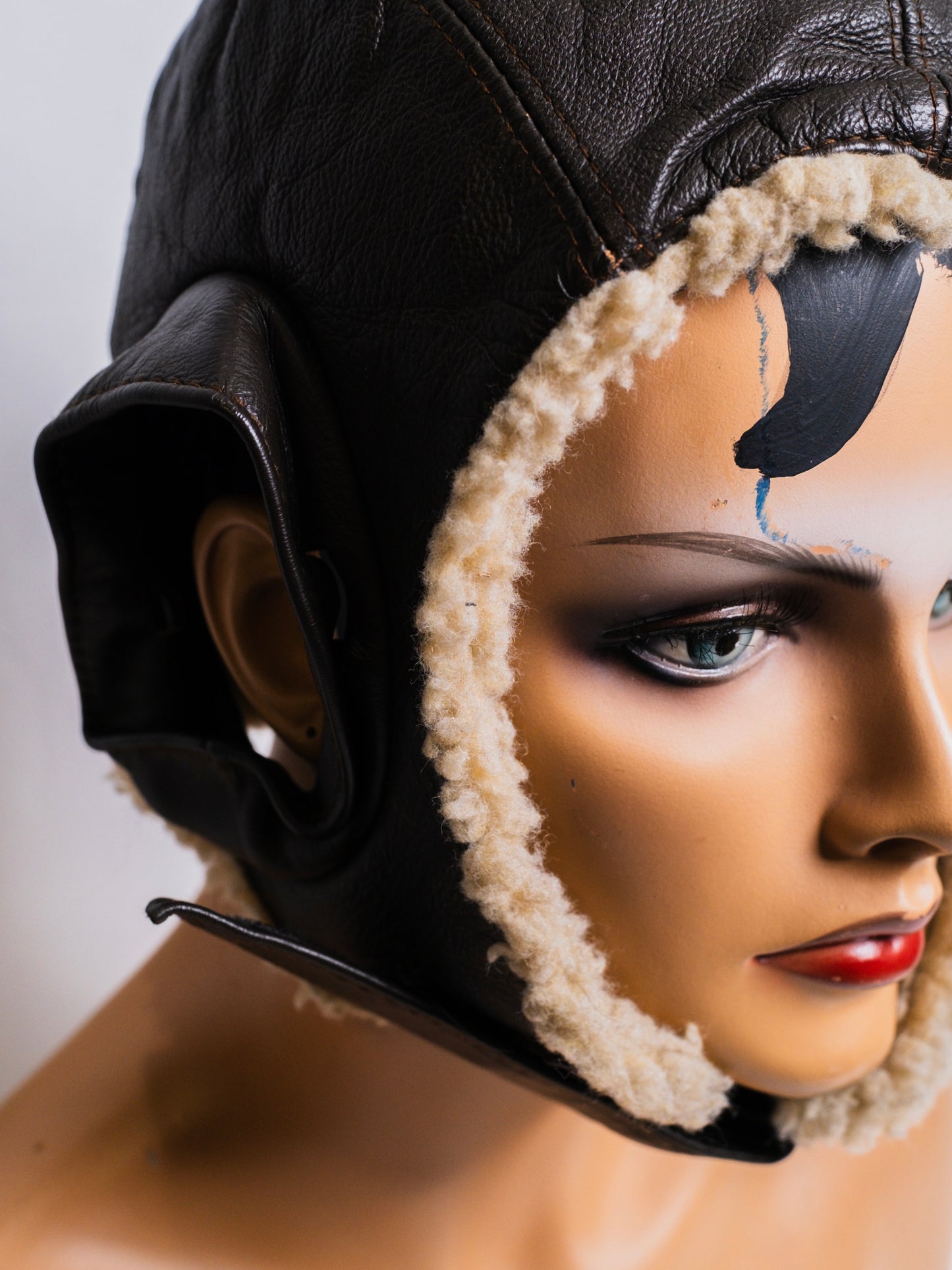 Perrone Leather Aviation Sherpa-Lined Bomber Cap