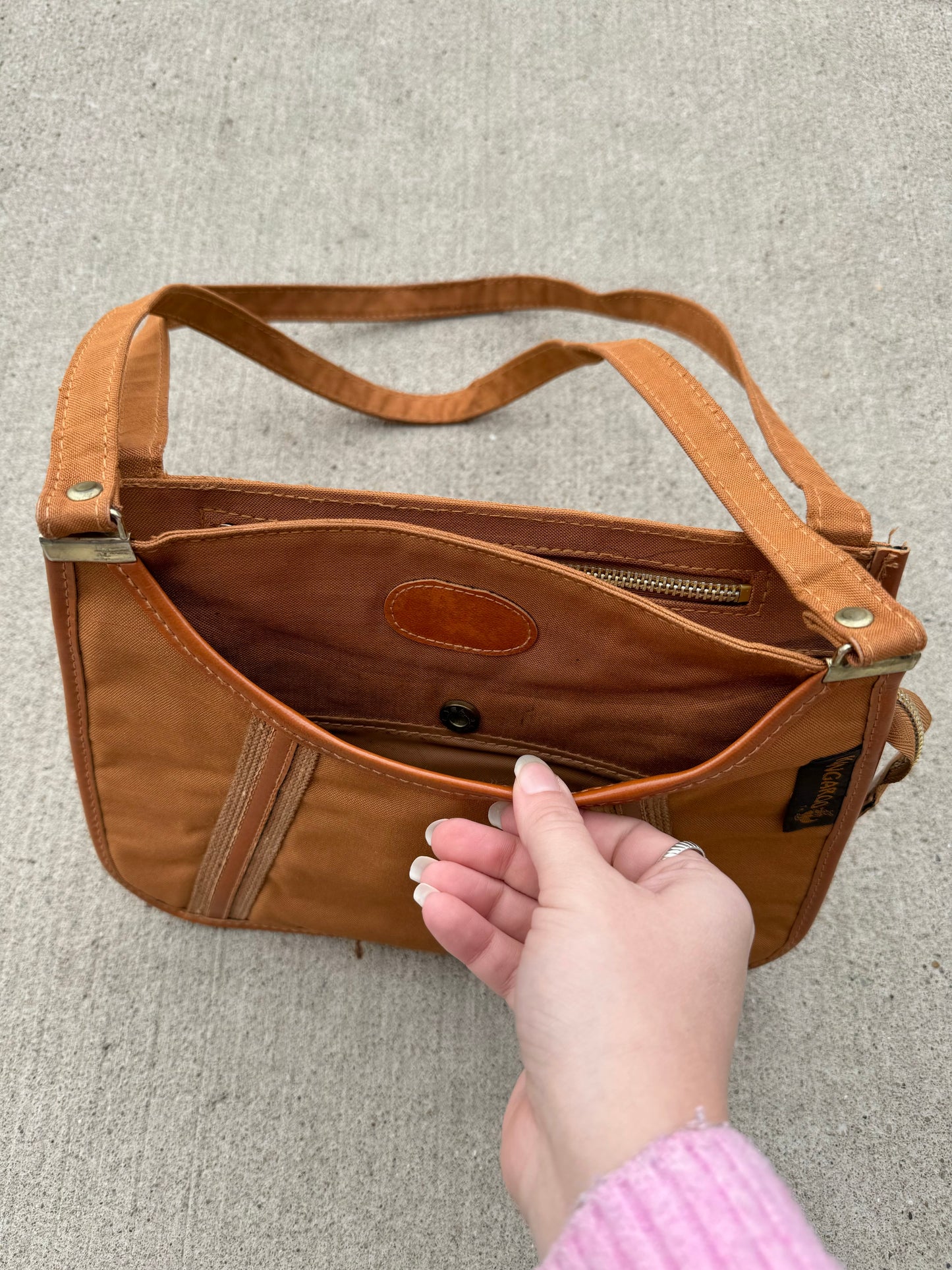 Vintage Kangaroo Tan Canvas Shoulder Bag