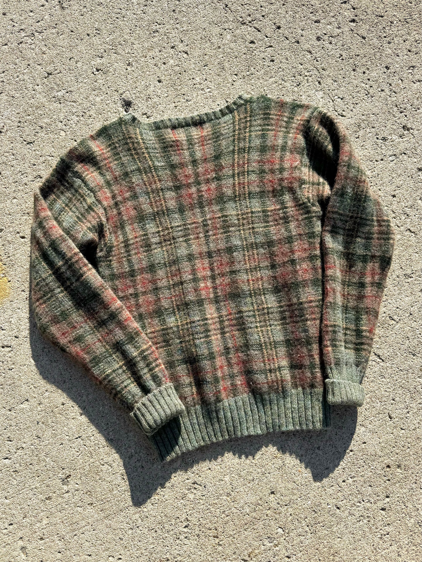 Vintage 1980s Ralph Lauren Plaid Wool Sweater | Medium