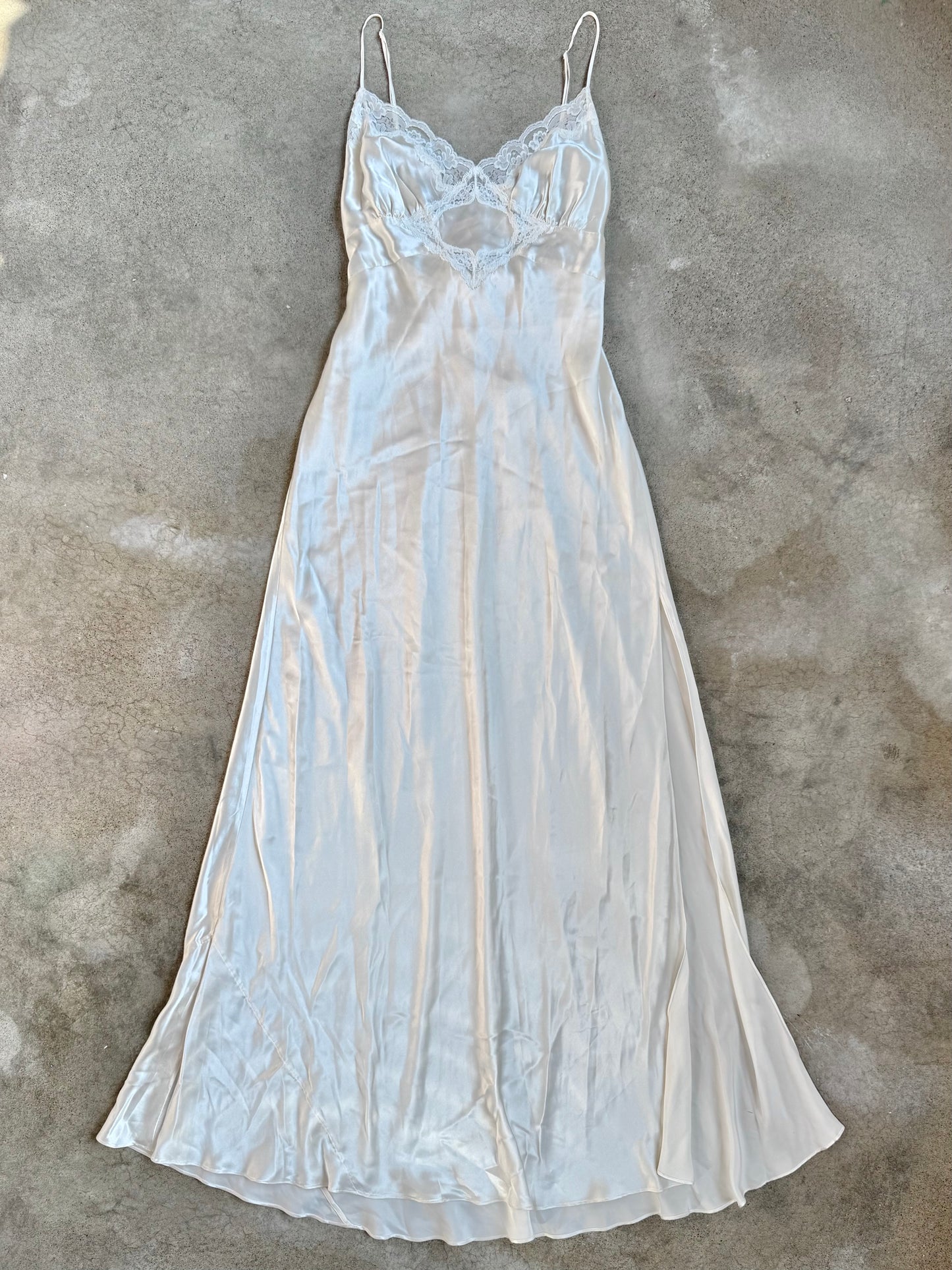 Vintage 2002 Victoria's Secret 100% Silk Lace Trim Maxi Slip Dress | XL