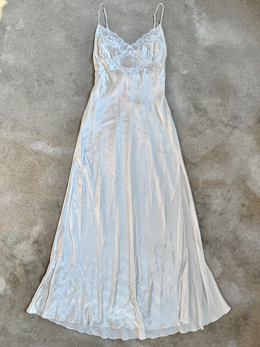 Vintage 2002 Victoria's Secret 100% Silk Lace Trim Maxi Slip Dress | XL