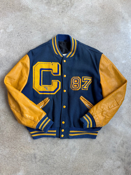 Vintage 1980s Clyde High School Varsity Letterman Jacket | Large