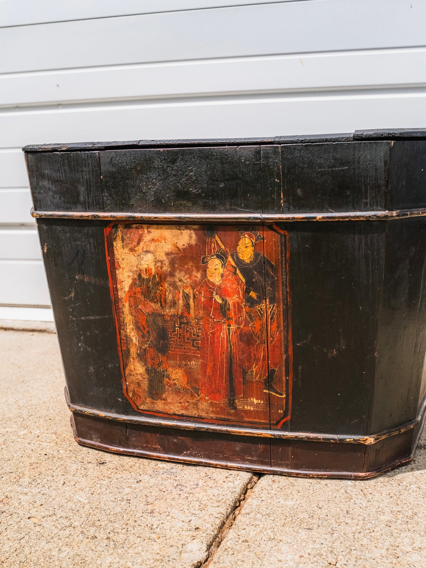 Antique 1900s Wood Lacquered Chinese Rice Chest