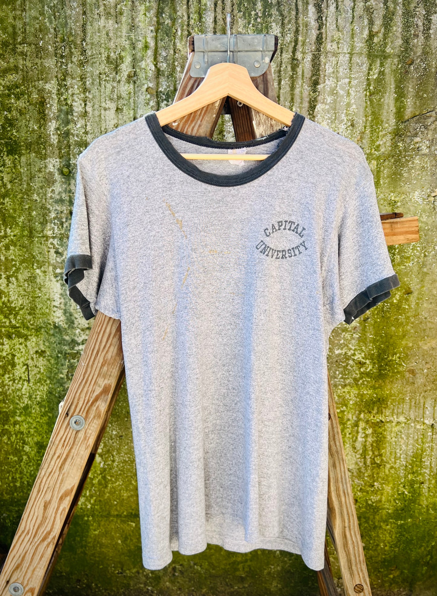 Vintage 1960s/70s Champion Capital University Grey Ringer Tee