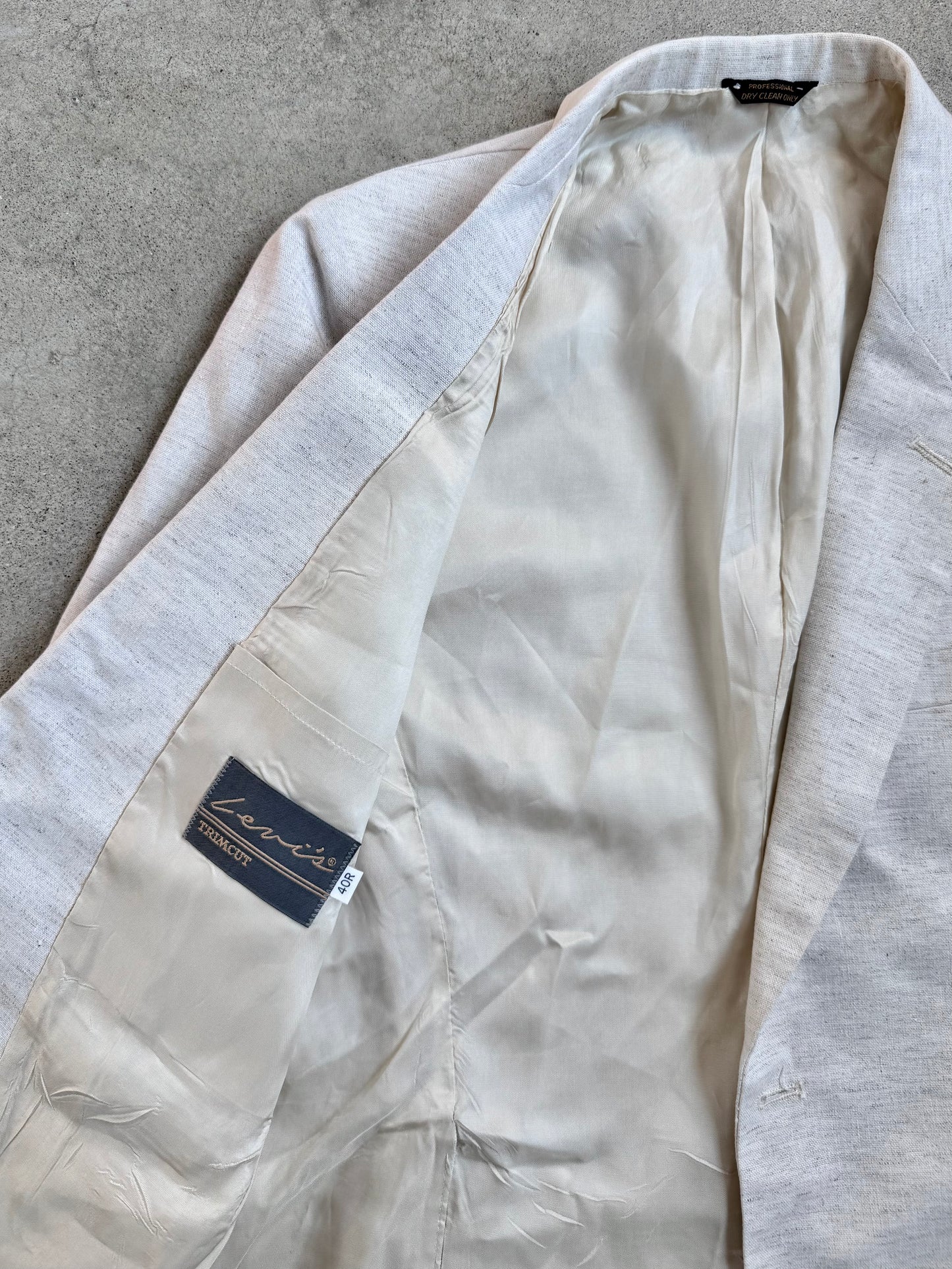 Vintage 1970s Levi's Trimcut Cream Linen Suit Jacket | 40R