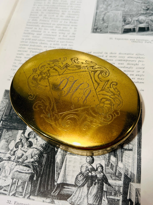 Vintage Virginia Metalcrafters Brass Monogrammed Trinket Box