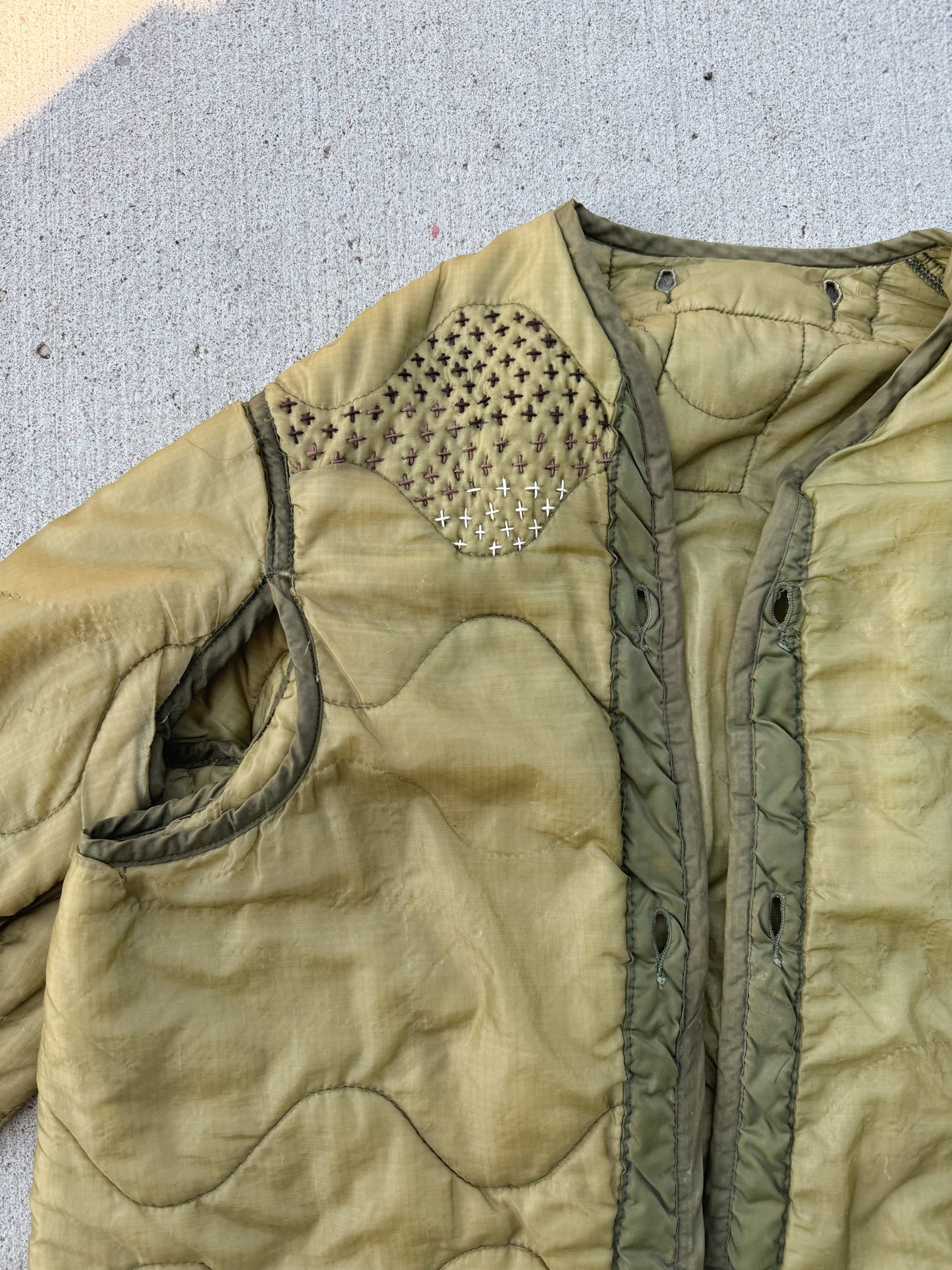 Vintage Reworked Green Quilted Jacket Liner