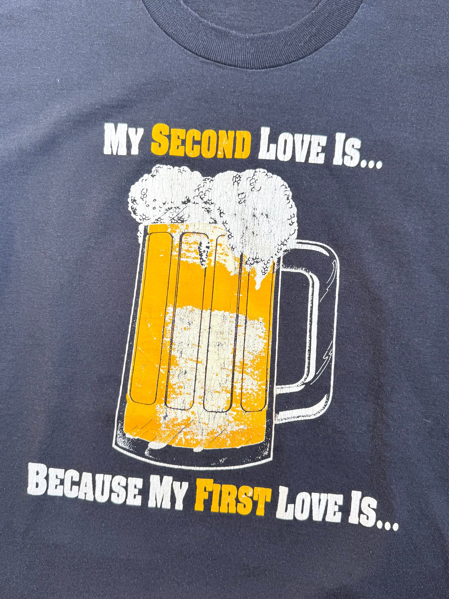 Vintage 1980s "My Second Love Is Beer, Because My First Love Is..." Innuendo Graphic Tee | Large