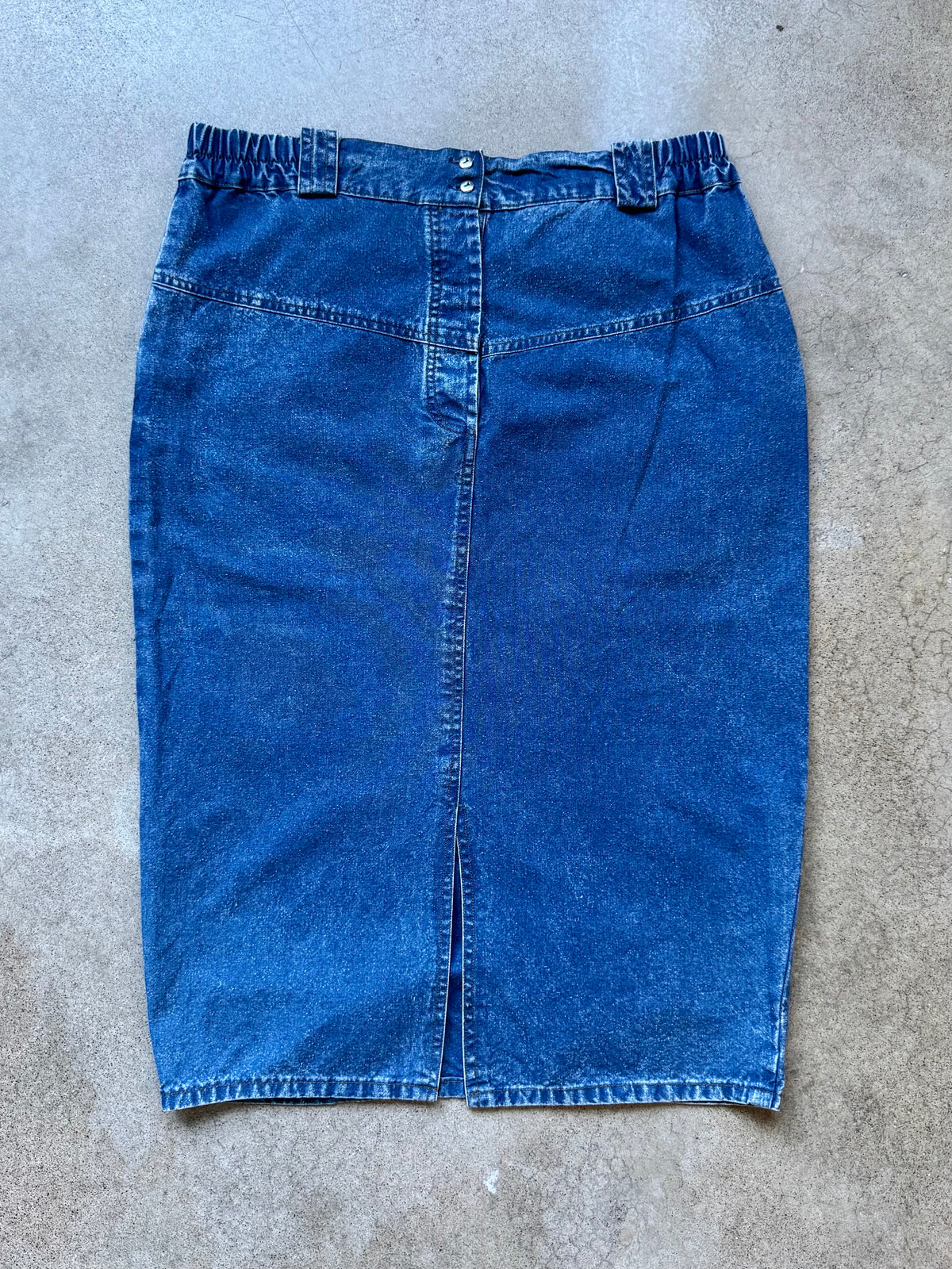 Vintage 1980s Snow Blue Floral Beaded Appliqué Denim Two-Piece Skirt Set | Medium