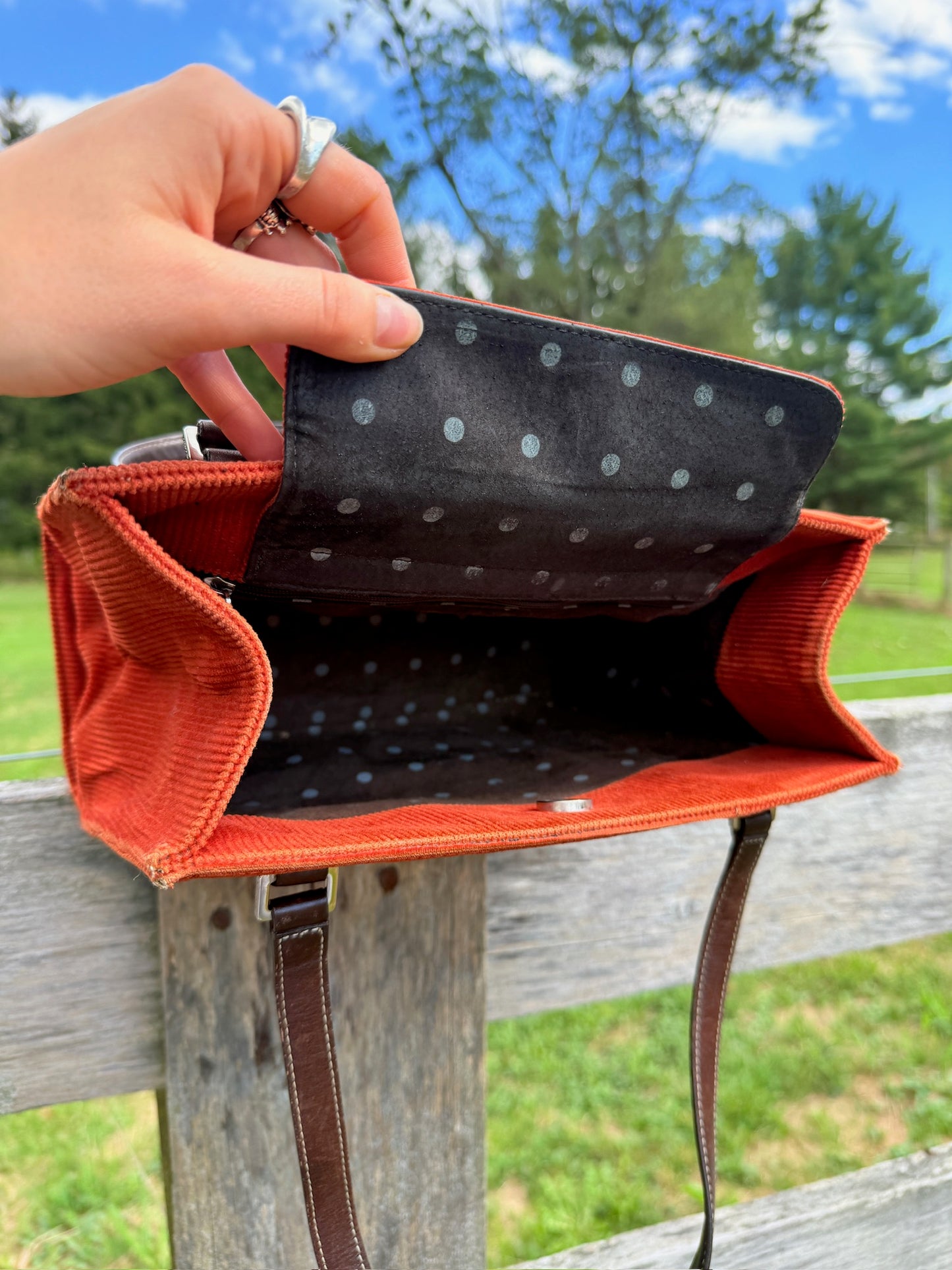 Vintage 1990s Kate Spade Burnt Orange Corduroy Handbag