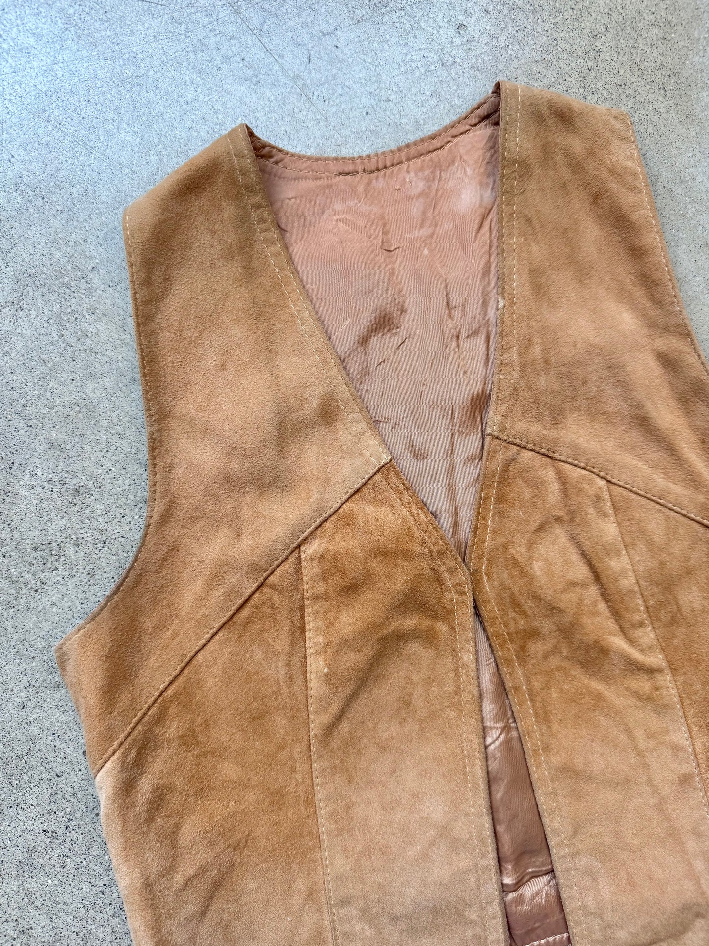 Vintage 1970s Tan Suede Vest | XS