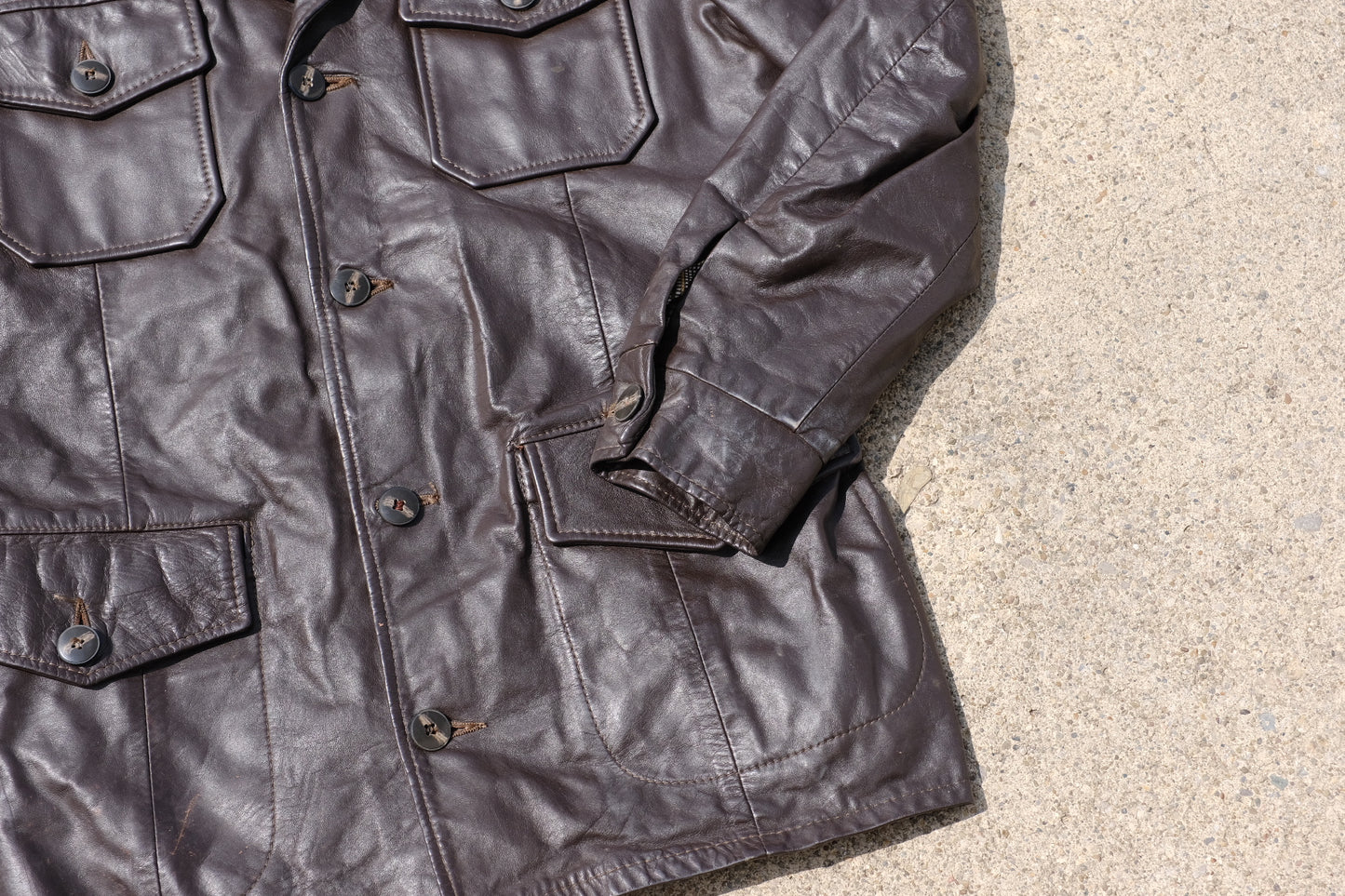 Vintage Buck Board Brown Leather Jacket