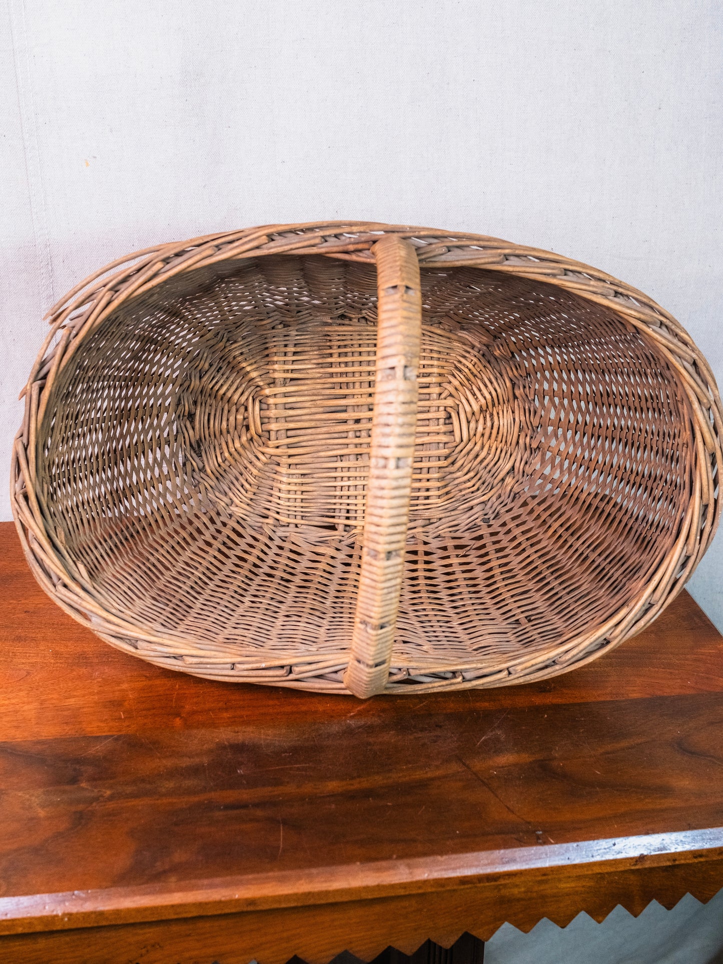 Antique 19th Century Wicker Market Basket w/ Handle