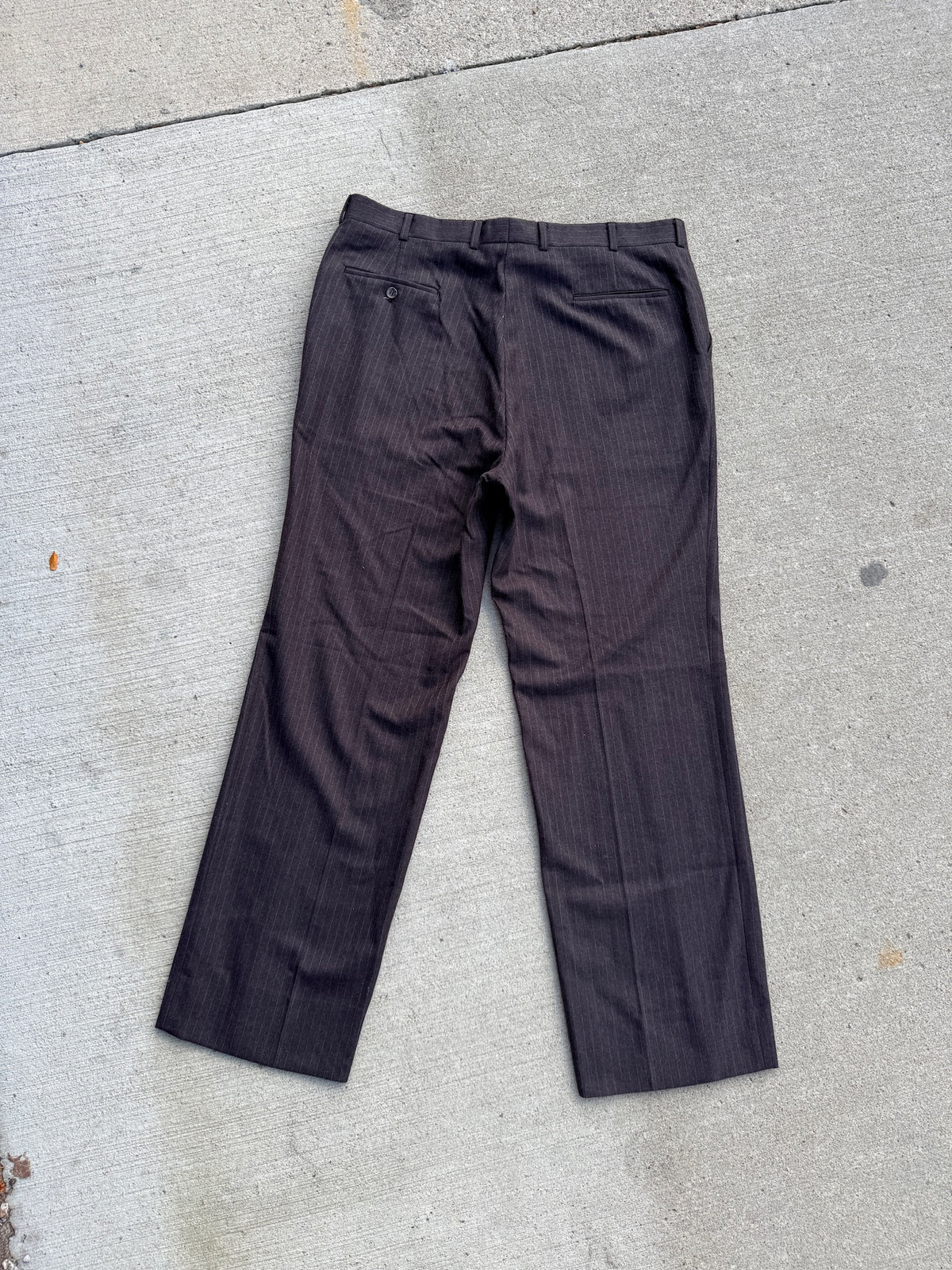 Vintage Charcoal Grey Pinstripe Wool Trousers | Waist 38”