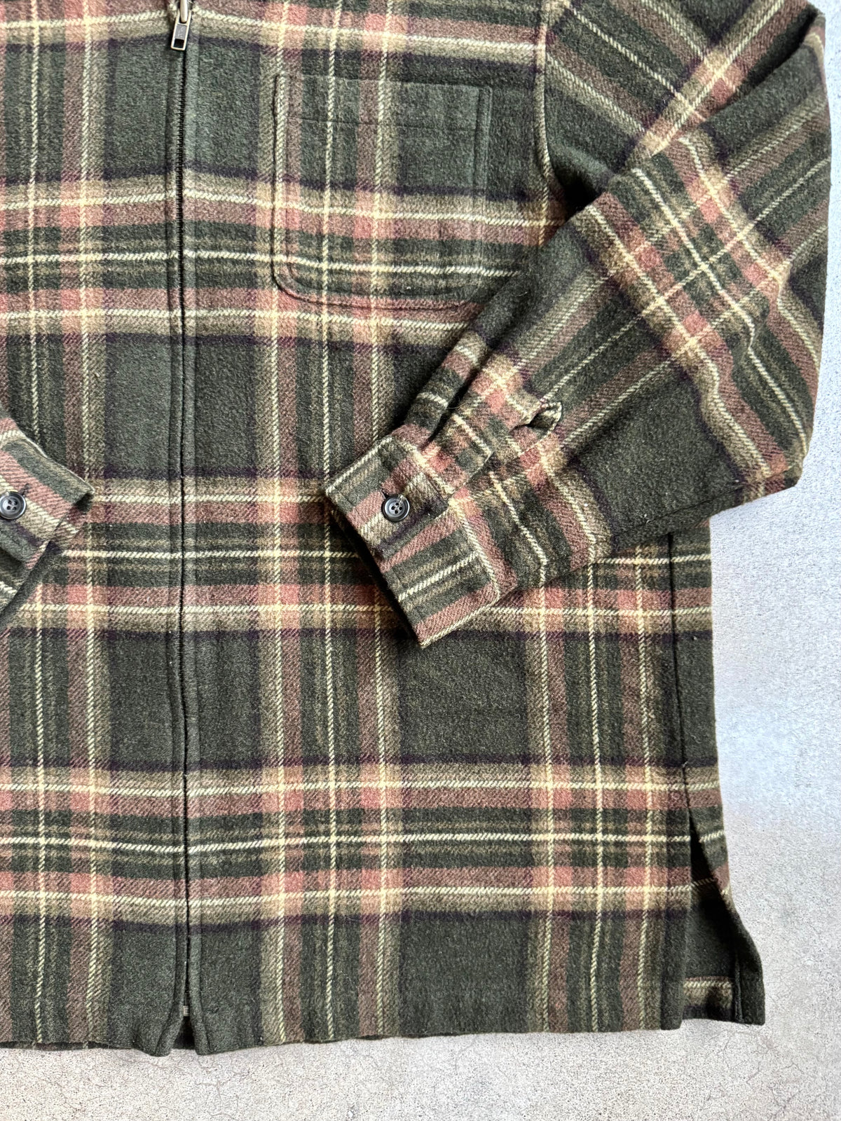 Vintage 1990s Jones New York Green Plaid Wool-Blend Jacket | Large