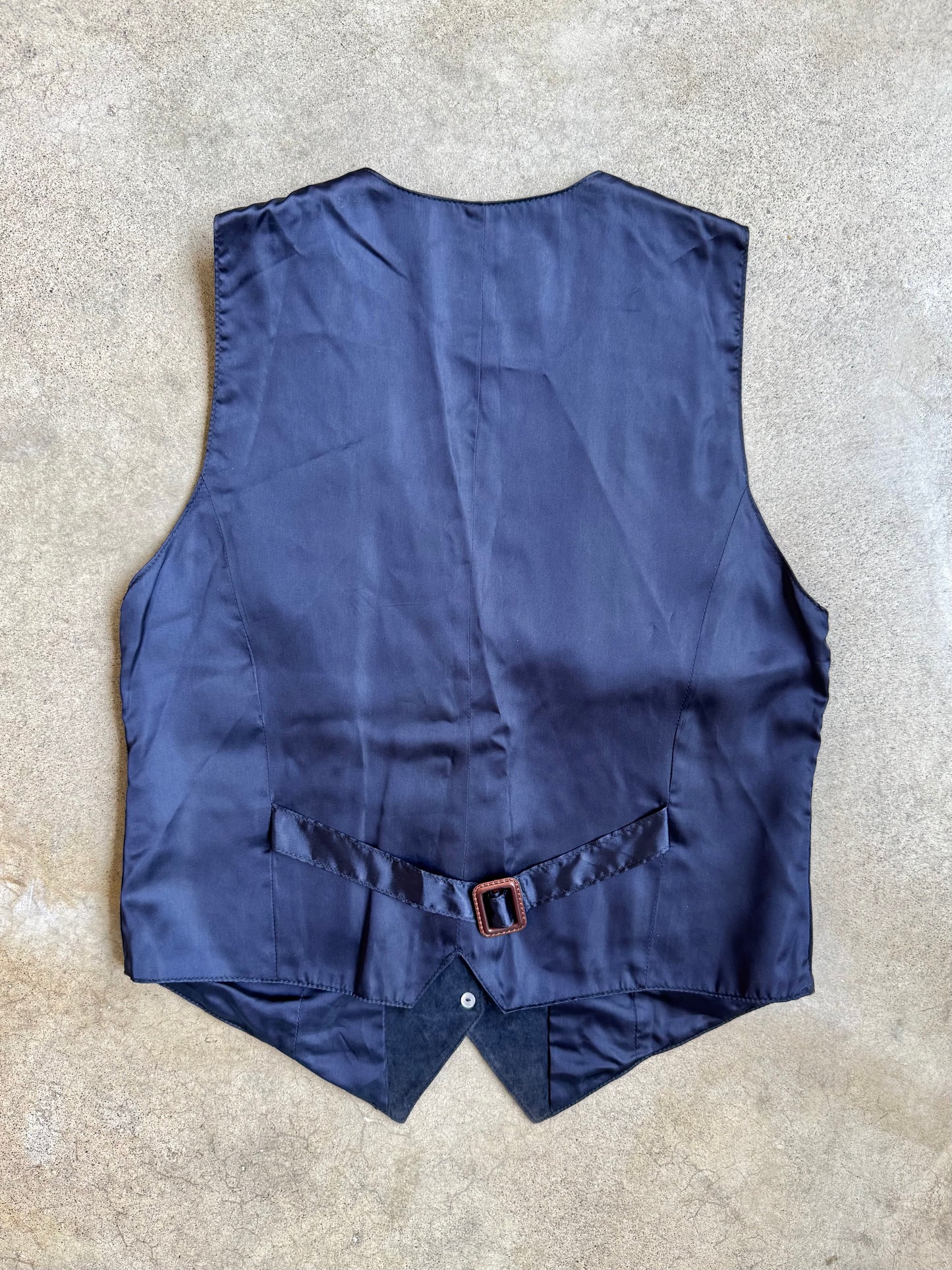 Vintage 1990s Navy Blue Suede Leather Vest | Medium