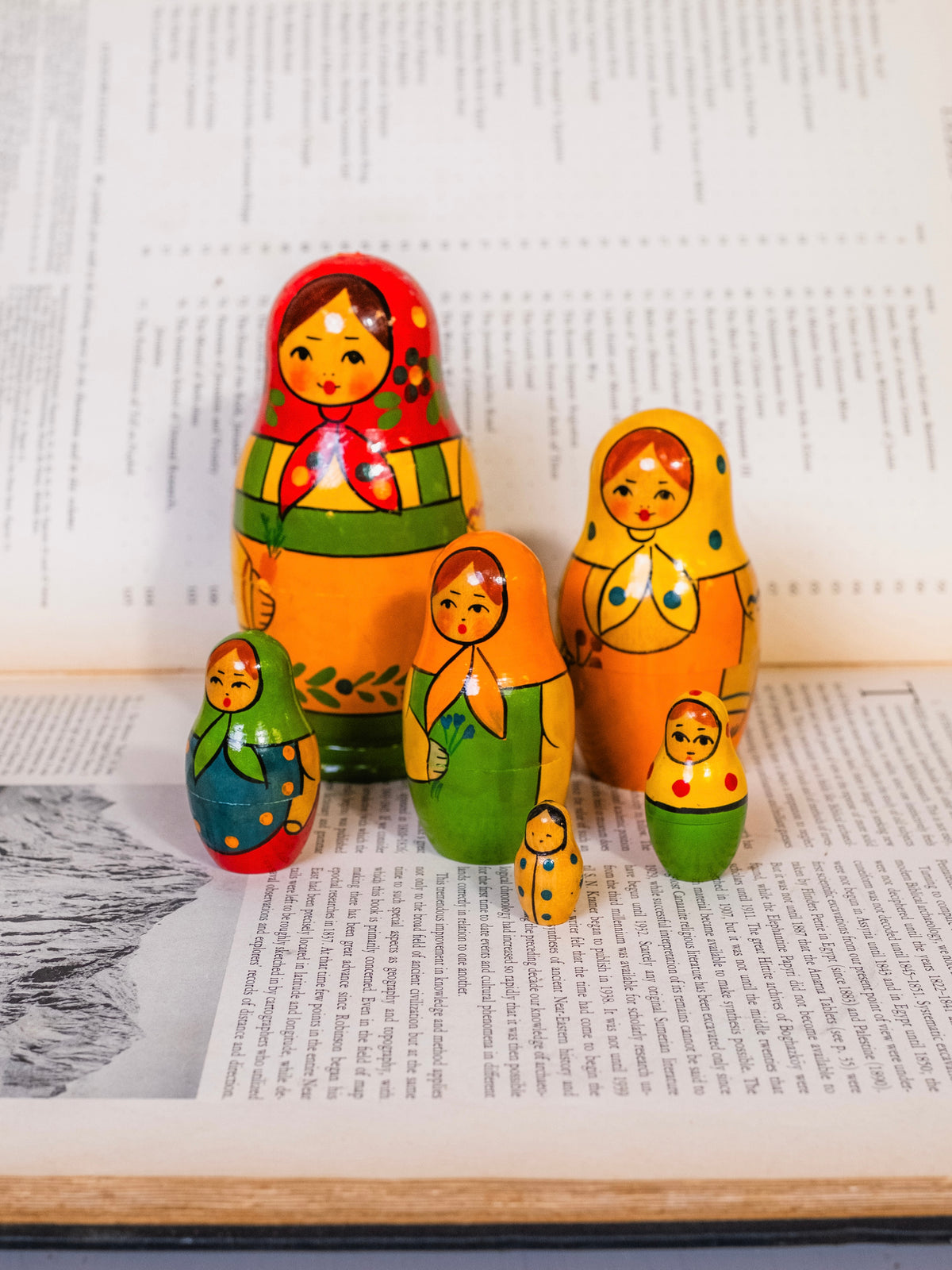 Vintage Hand-Painted Wooden Russian Matryoshka Nesting Doll
