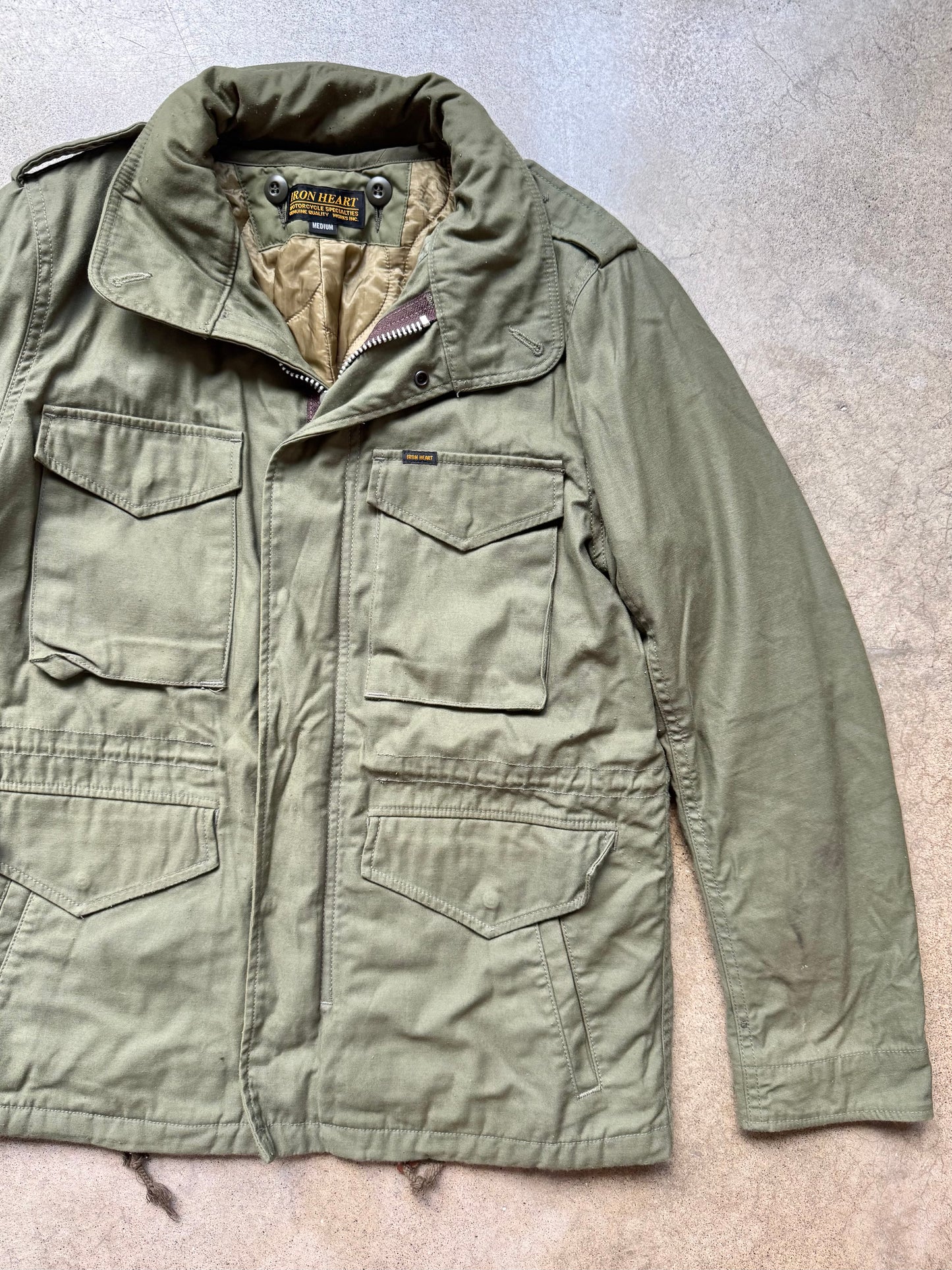 Iron Heart Military-Style Cotton Sateen M-65 Field Jacket w/ Quilted Liner | Medium