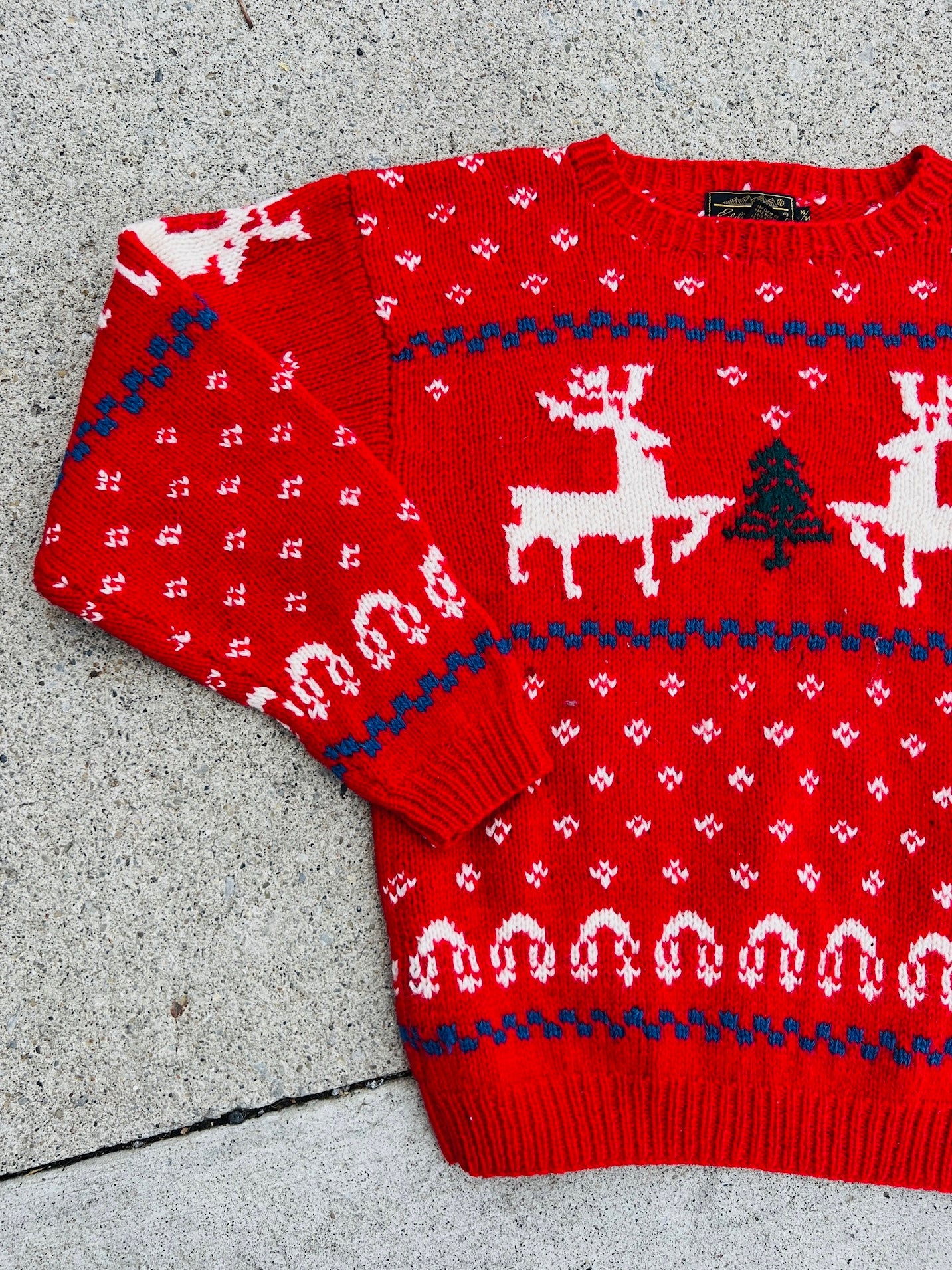 Vintage Eddie Bauer Holiday Pattern Red Wool Sweater | Medium