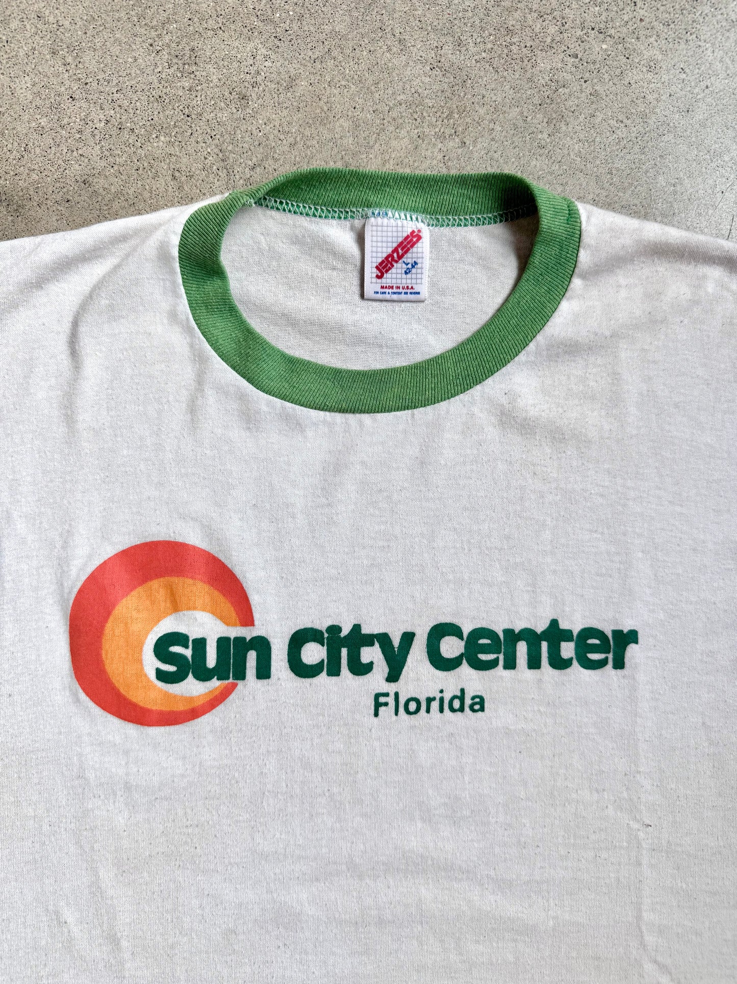 Vintage 1980s Sun City Center Florida Ringer Tee | Large