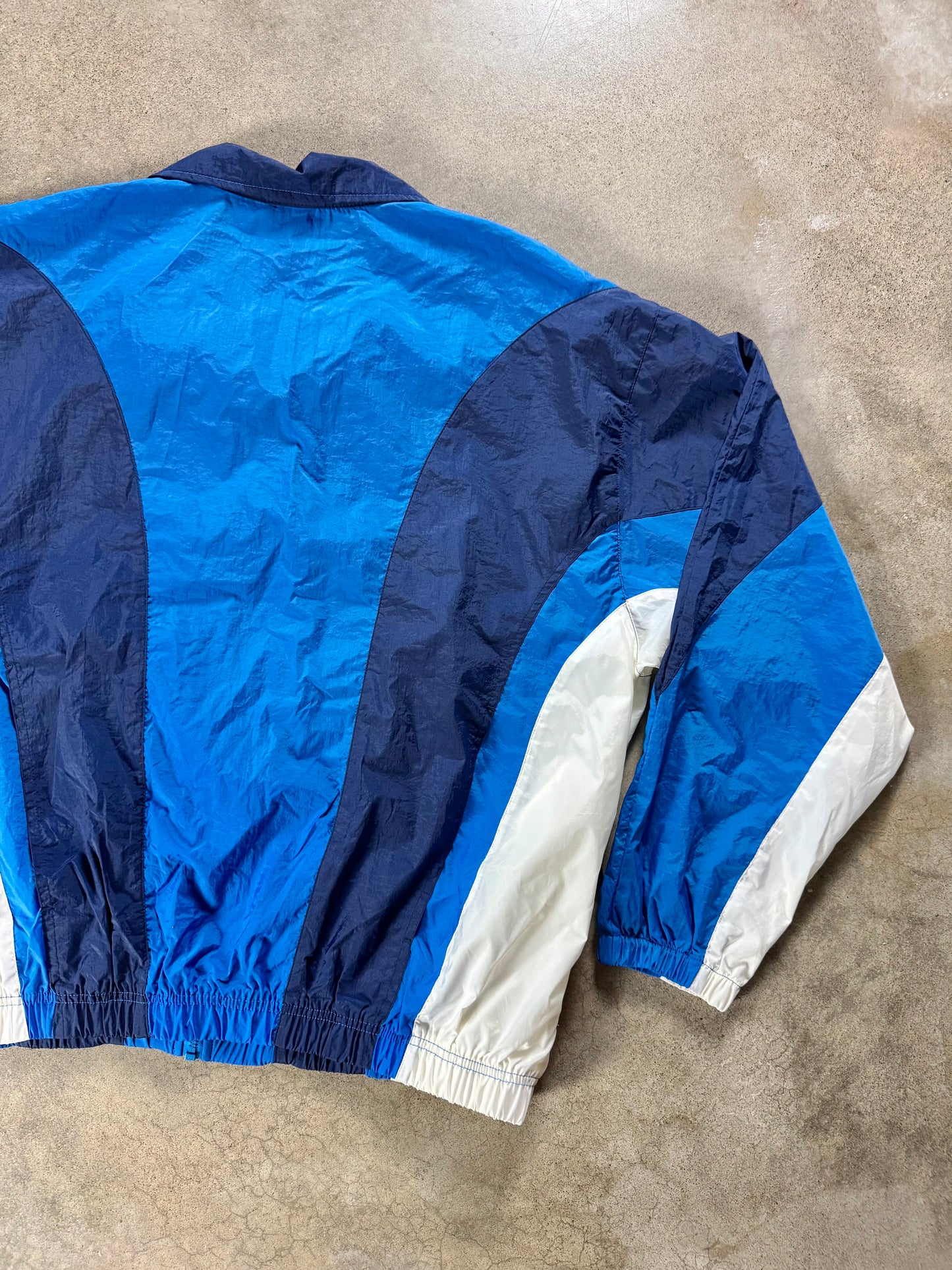 Vintage 1990s Nike Blue Color Block Zip-Up Windbreaker Jacket | XL
