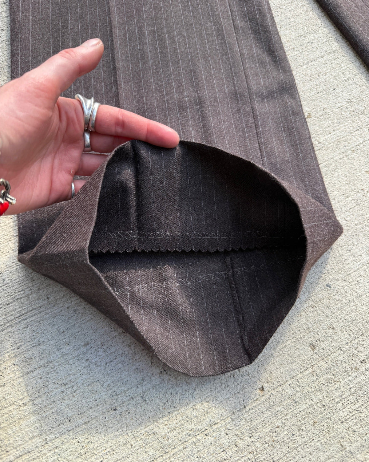 Vintage Charcoal Grey Pinstripe Wool Trousers | Waist 38”