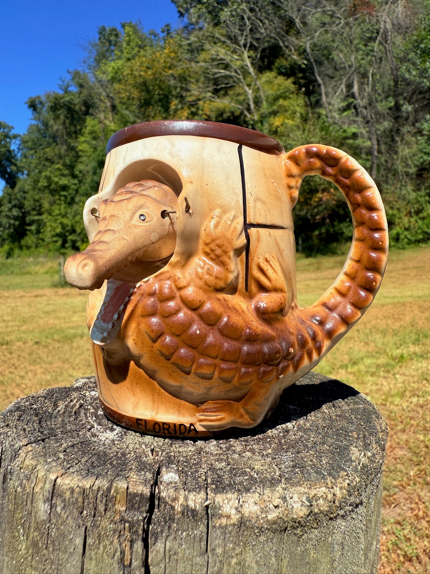 Vintage 1950s Florida Alligator Bobble Head Mug