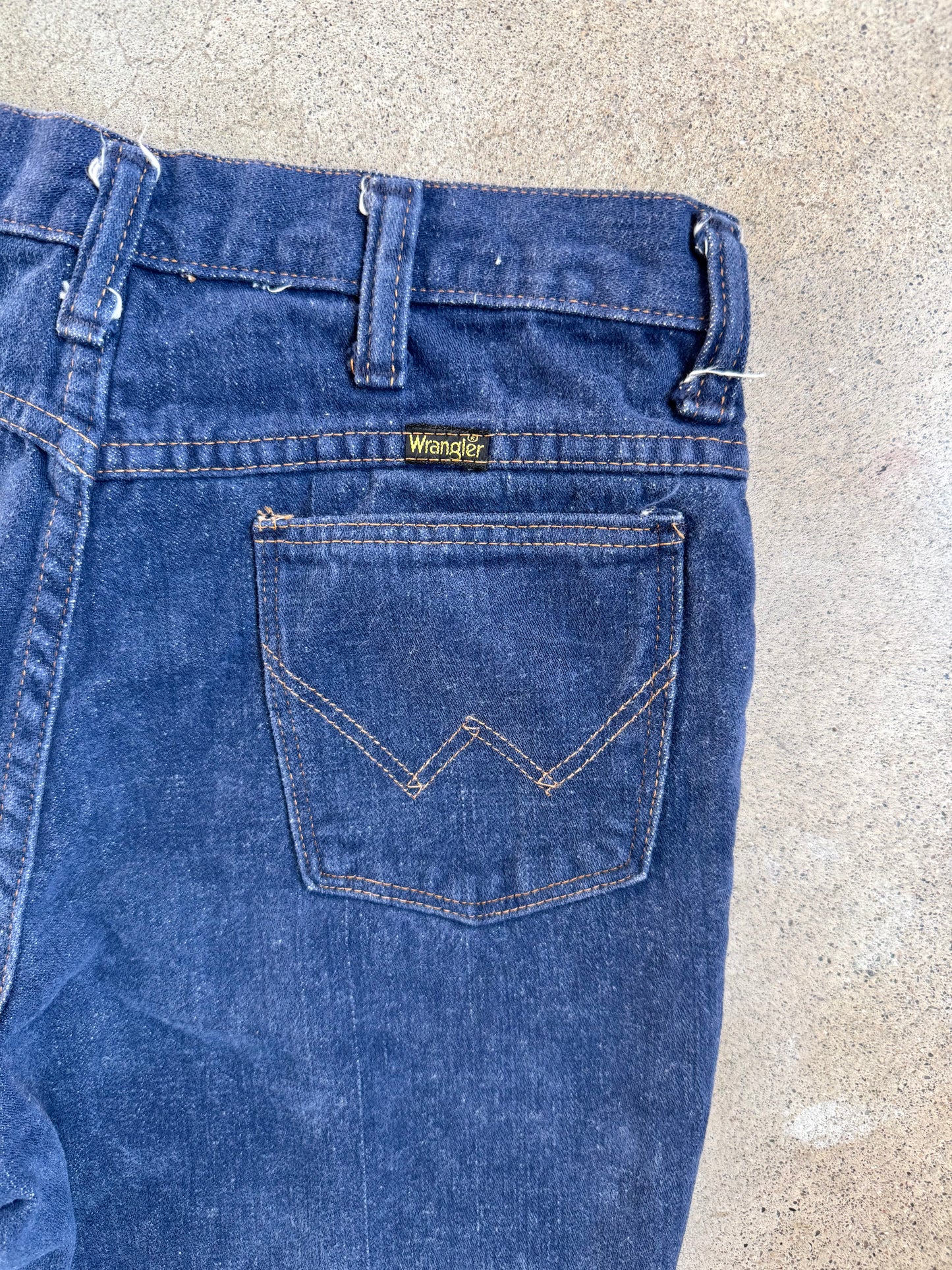 Vintage 1960s Wrangler Student Dark Wash Bell Bottom Jeans | 30x32