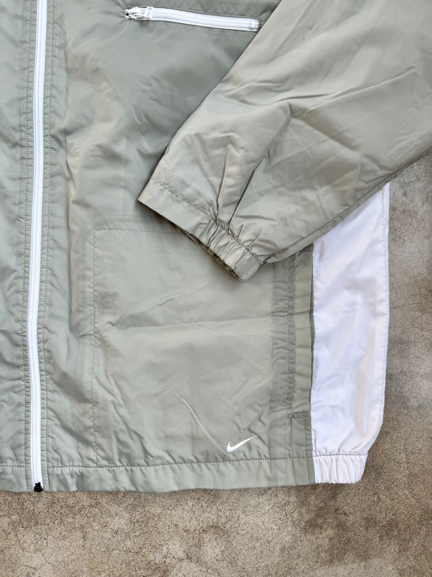 Vintage 1990s Nike Grey & White Zip-Up Windbreaker Jacket | XXL