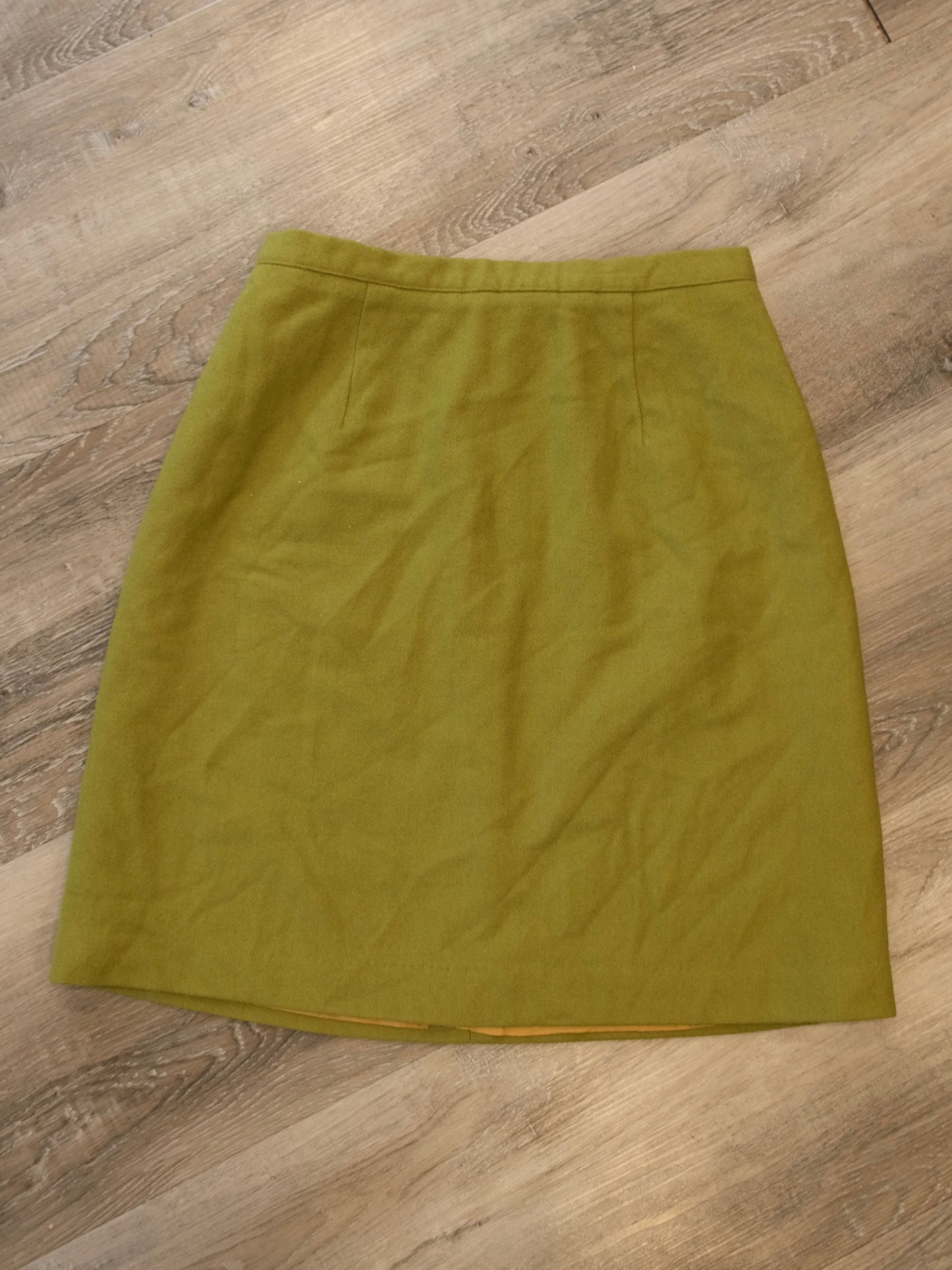 Vintage 1980s Framework Key Lime Wool Mini Skirt | Waist 27”