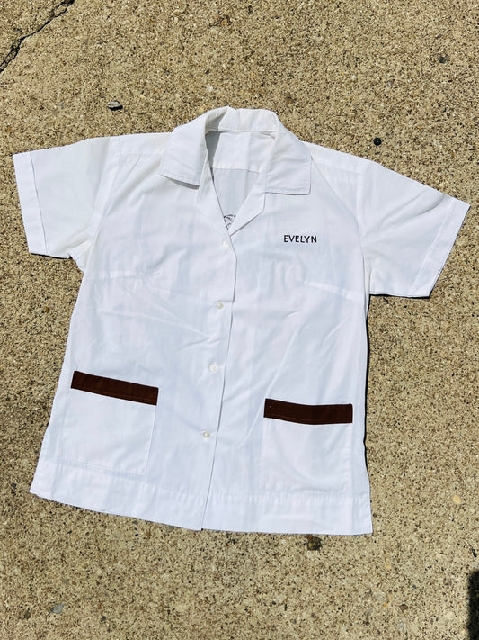 Vintage 1960s Evelyn Embroidered Bowling Shirt | Medium