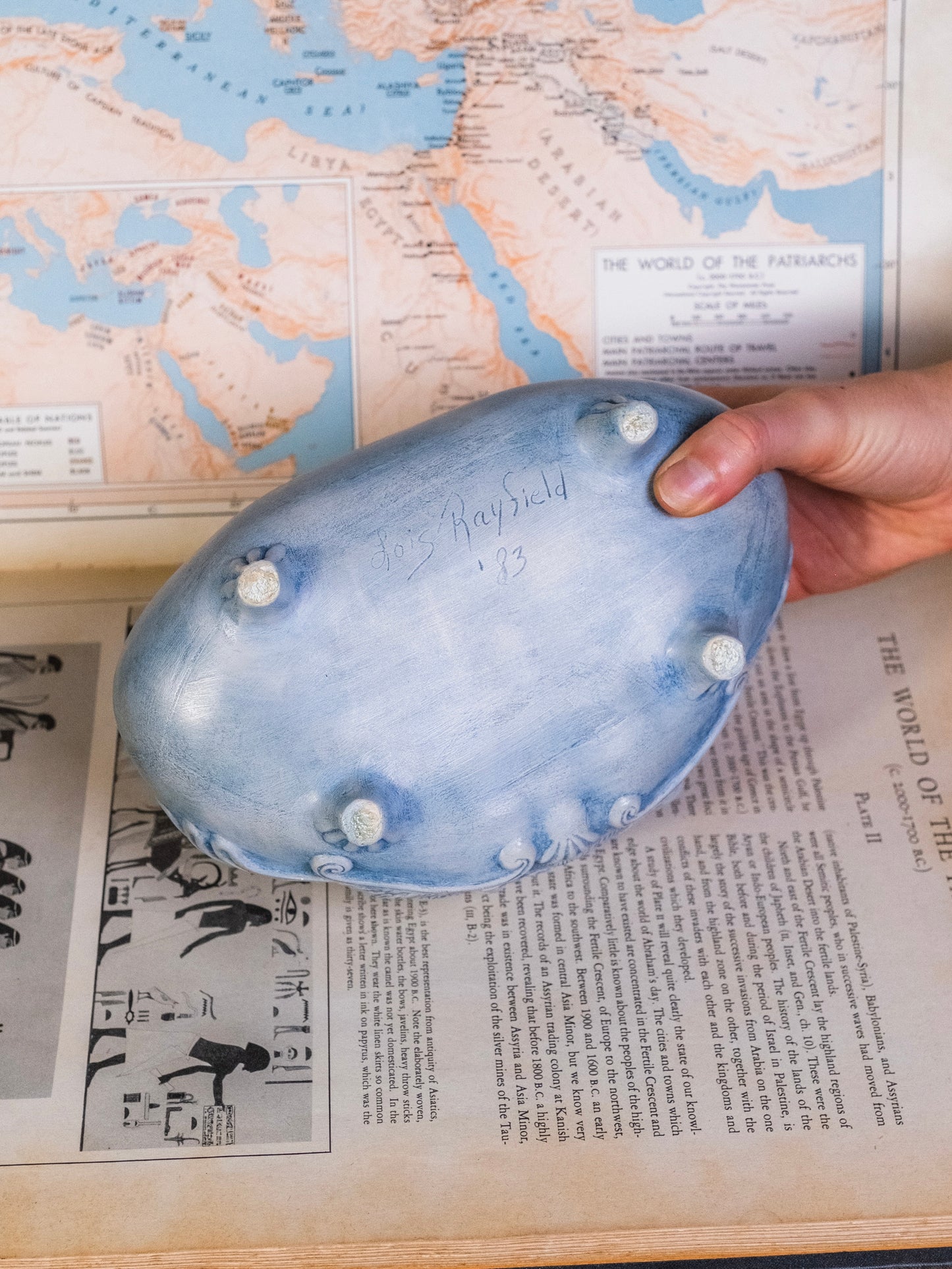 Vintage 1980s Art Nouveau-Style Ceramic Lidded Dish | Signed