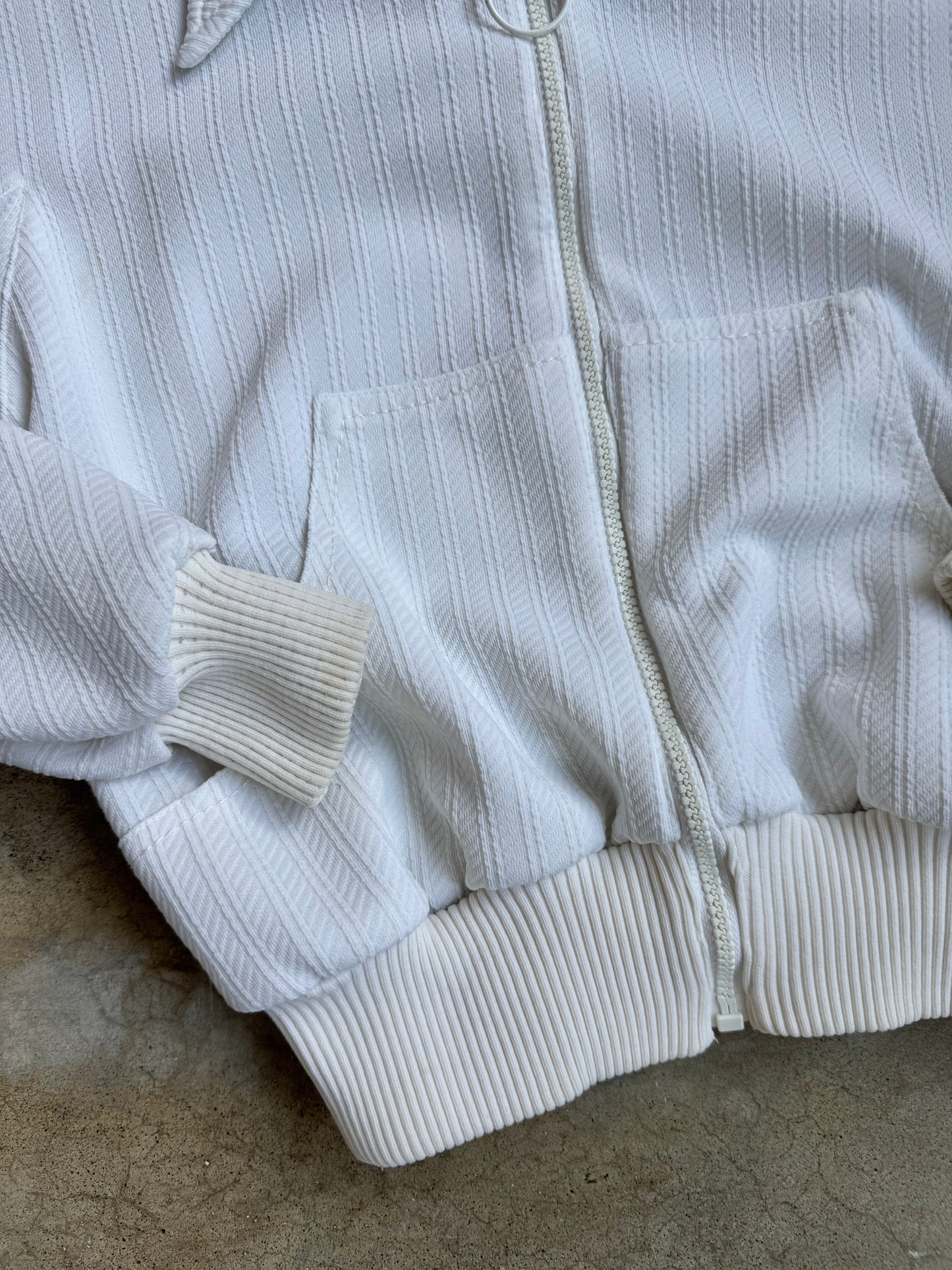 Vintage 1970s Mondessa White Zip-Up Tennis Jacket | XS