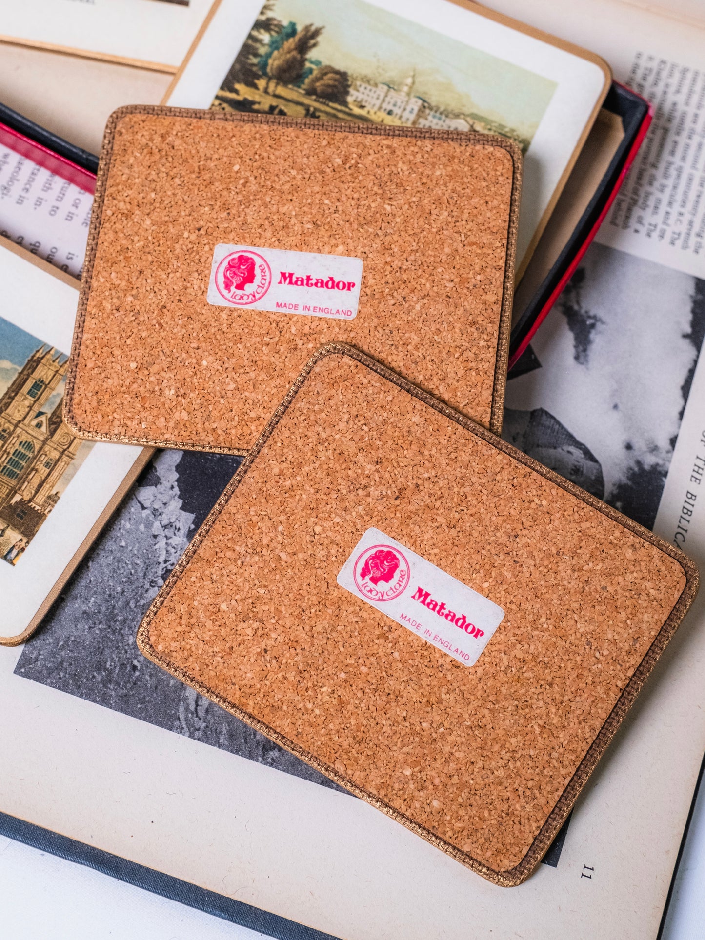 Vintage 1960s Lady Clare Matador Cork Backed Souvenir Coaster Set