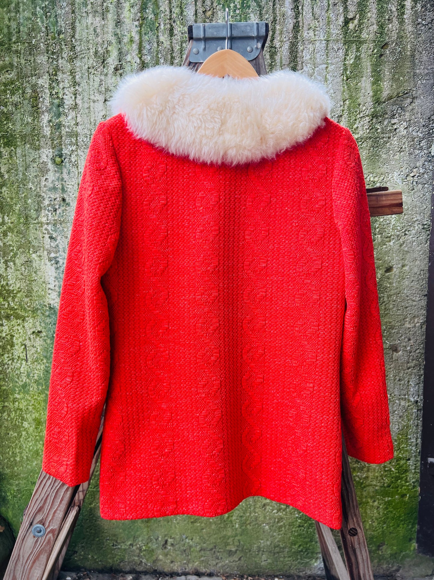 Vintage 1960s Mod Fur Collar Sweater Jacket