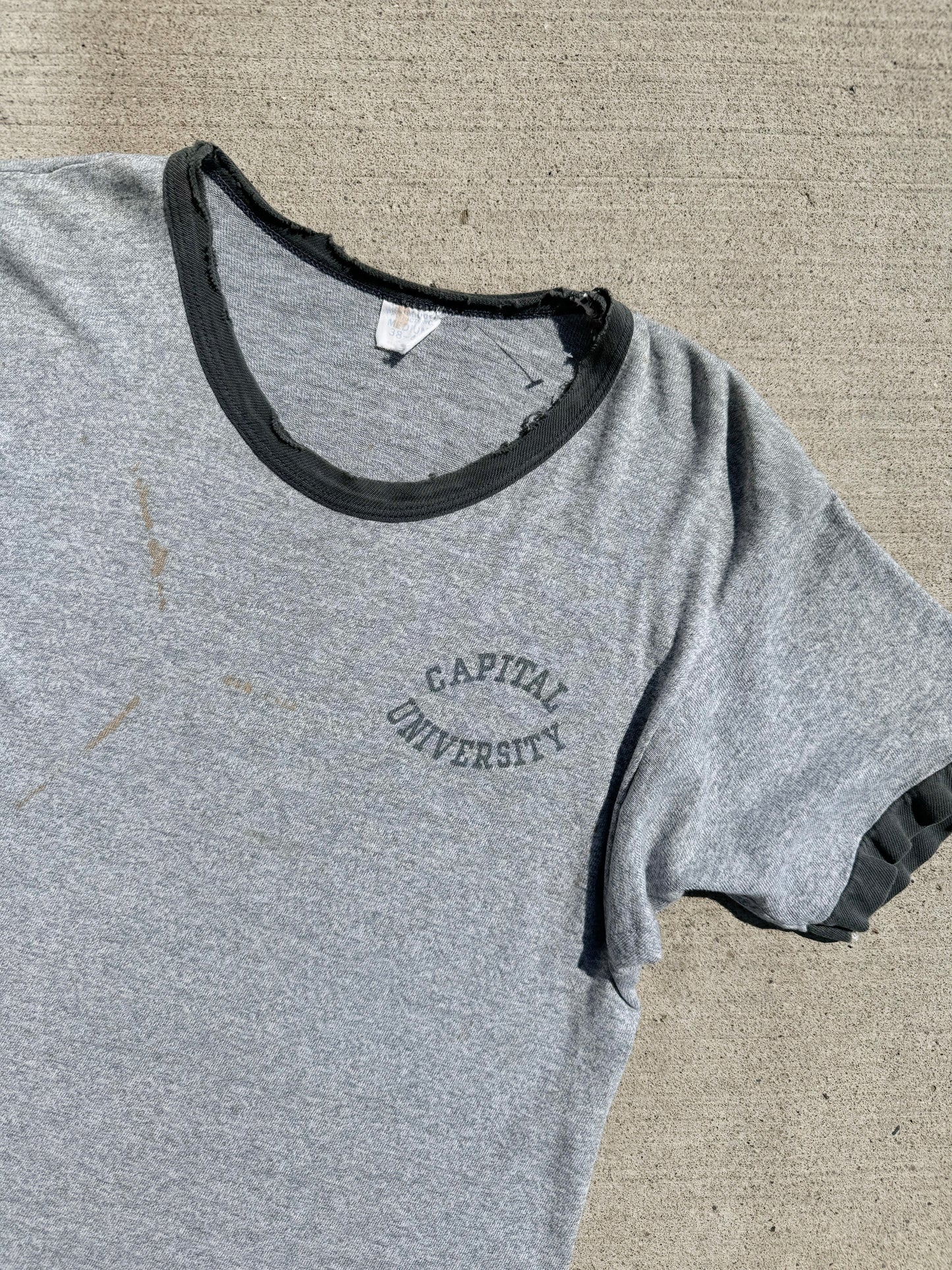 Vintage 1960s/70s Champion Capital University Grey Ringer Tee