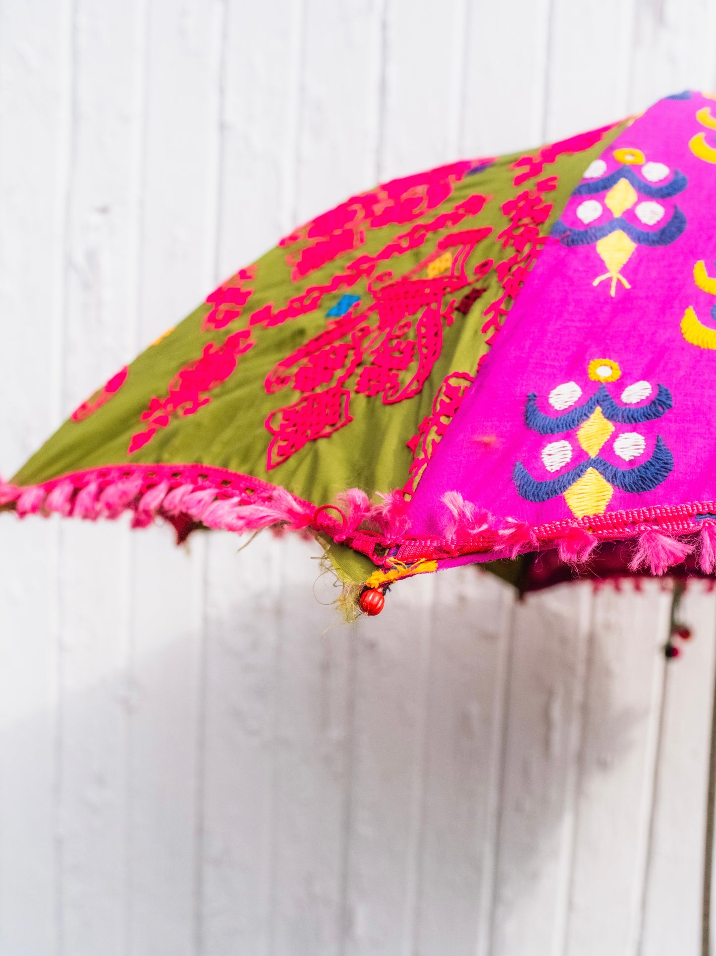 Vintage Indian Embroidered Parasol Umbrella