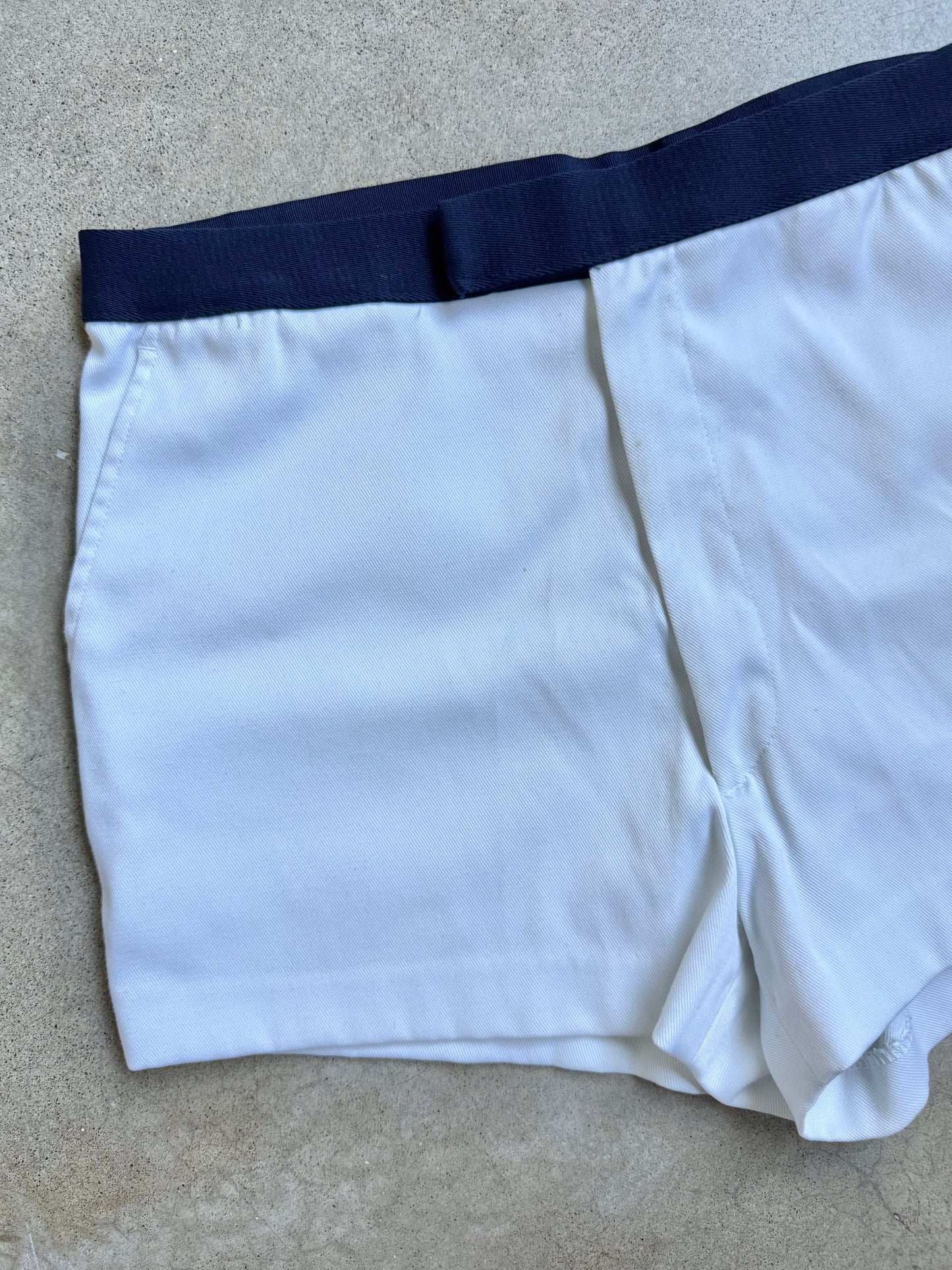 Vintage 1980s Adidas White & Navy Athletic Shorts | 34