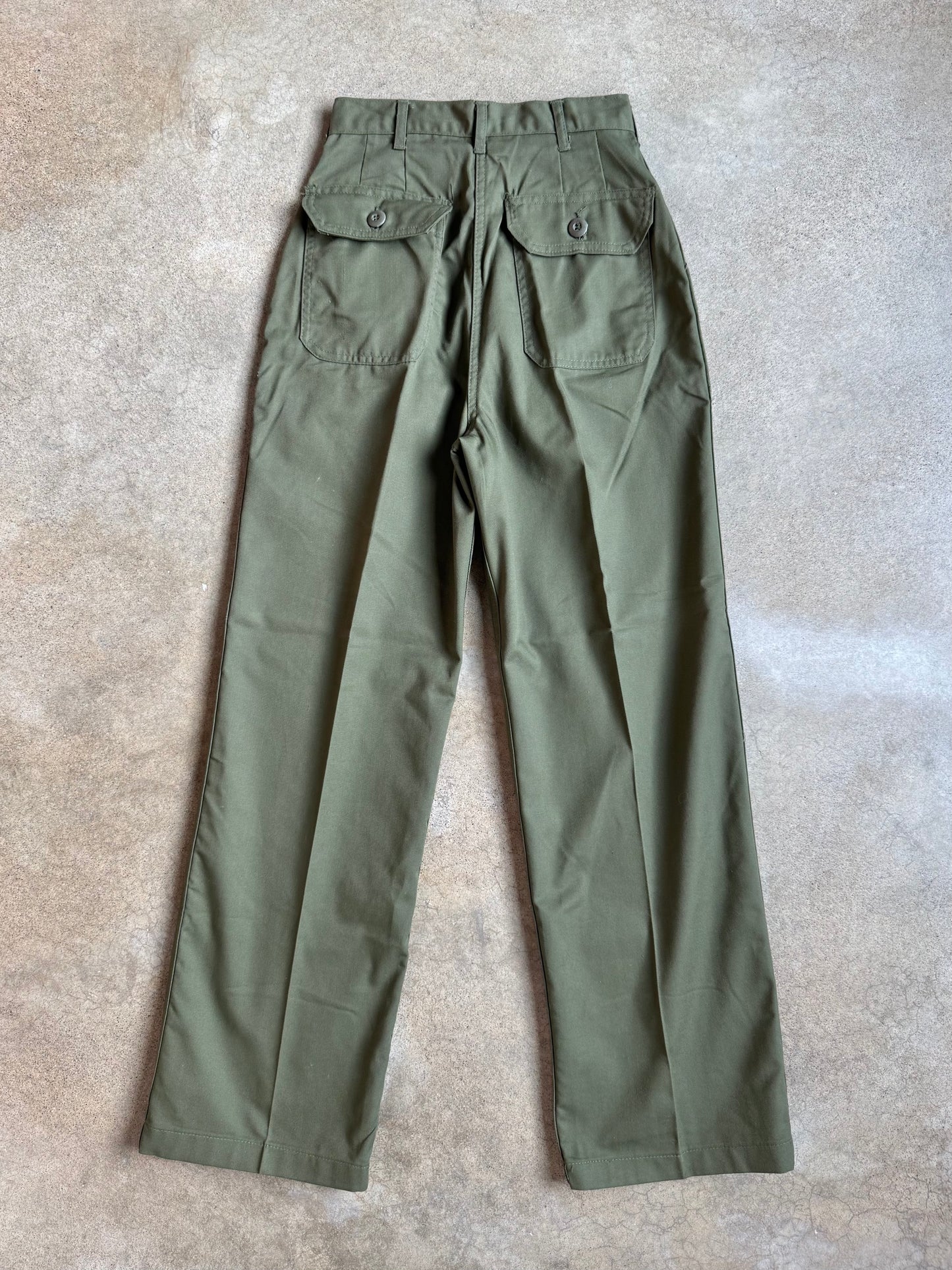 Vintage 1980s Military Issue Green Utility Trousers | Waist 24”