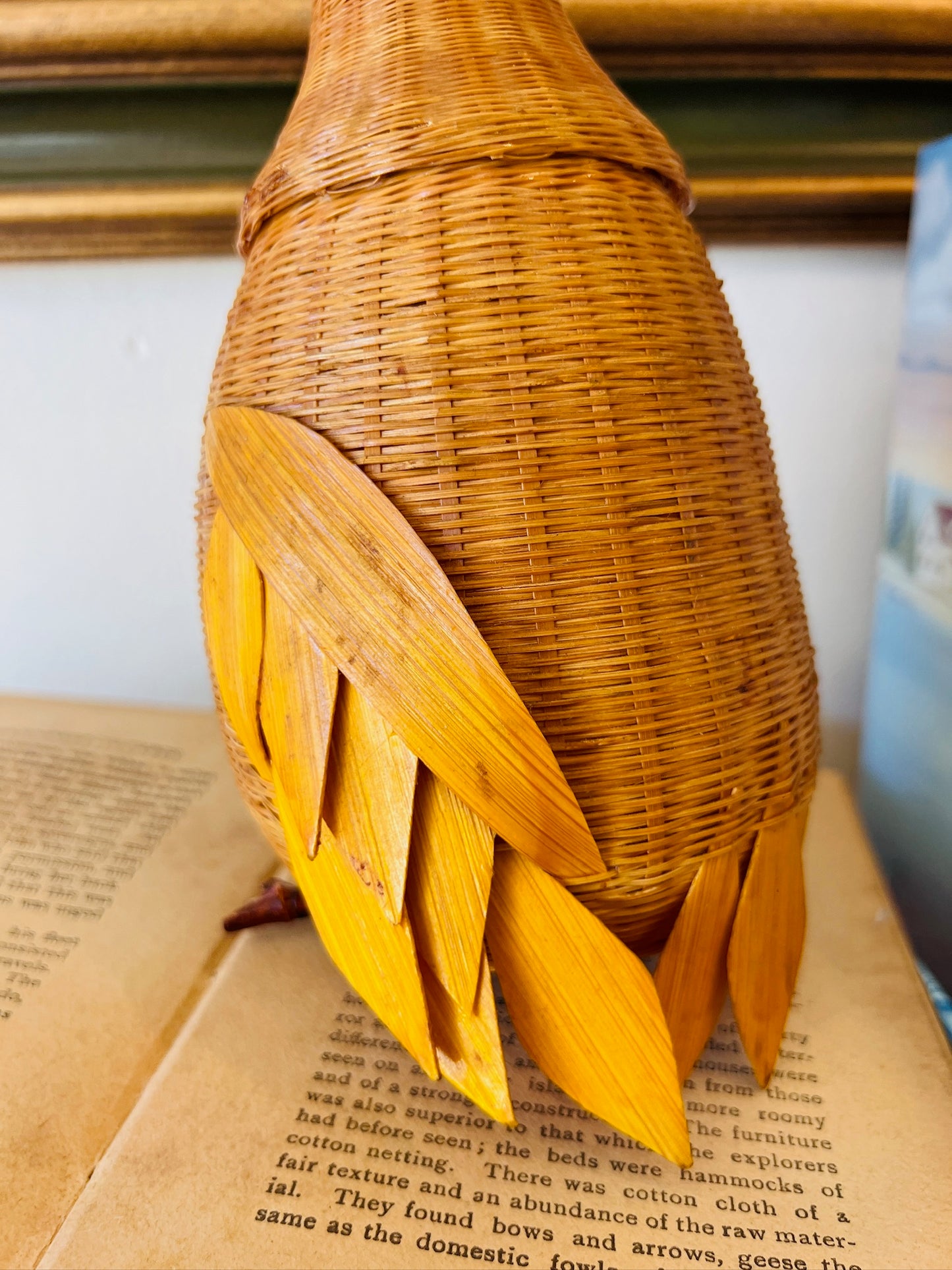 Vintage Wicker Woven Bird Basket