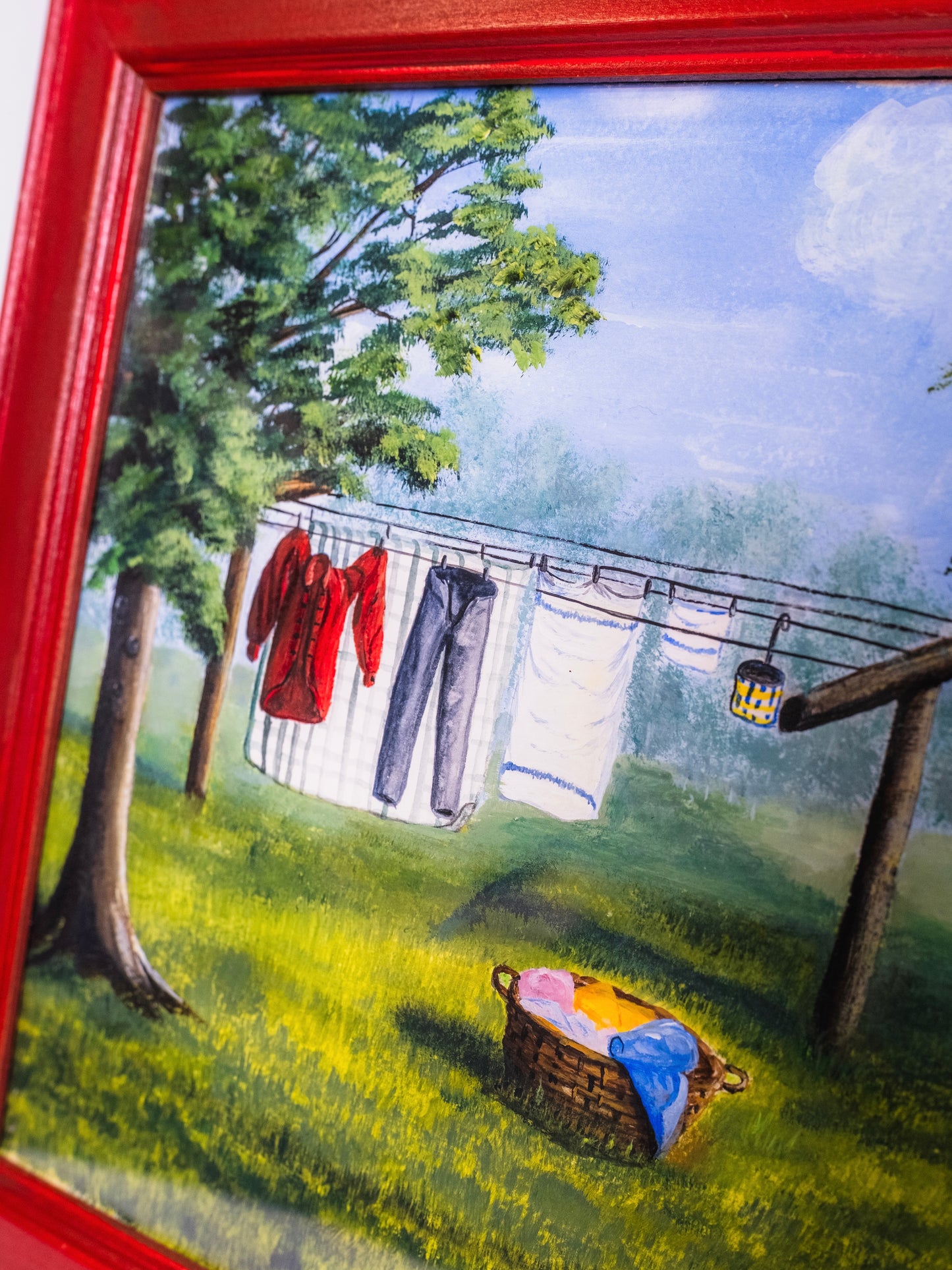 Framed & Signed "Backyard Visions" Mixed Media Watercolor Painting