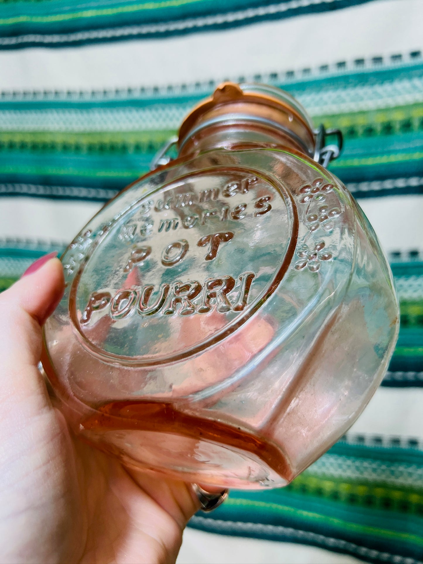 Vintage Crownford Pink Glass Potpourri Canister