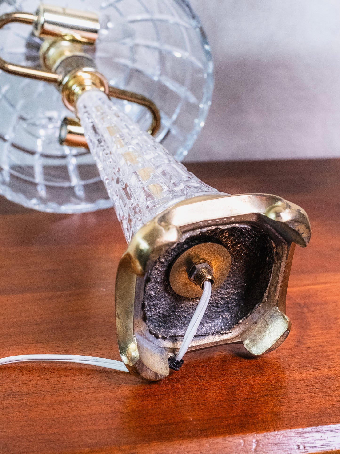 Vintage Crystal Cut Mushroom Dome Table Lamps | Set of 2