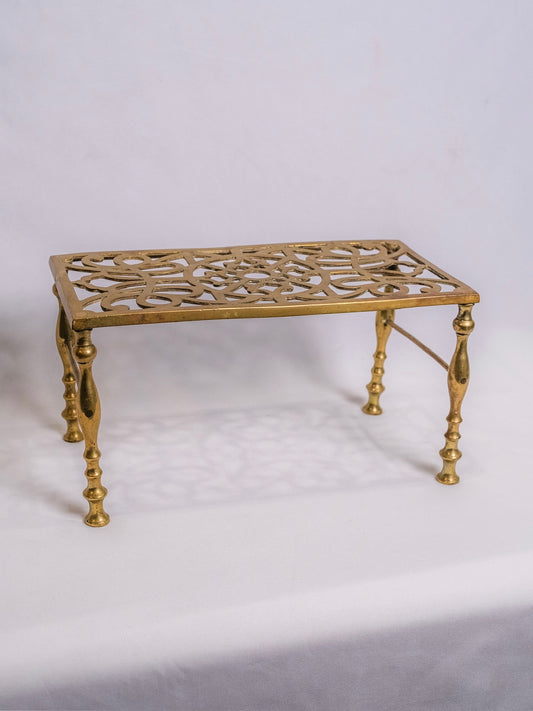 Antique Solid Brass Four-Legged Fireplace Trivet